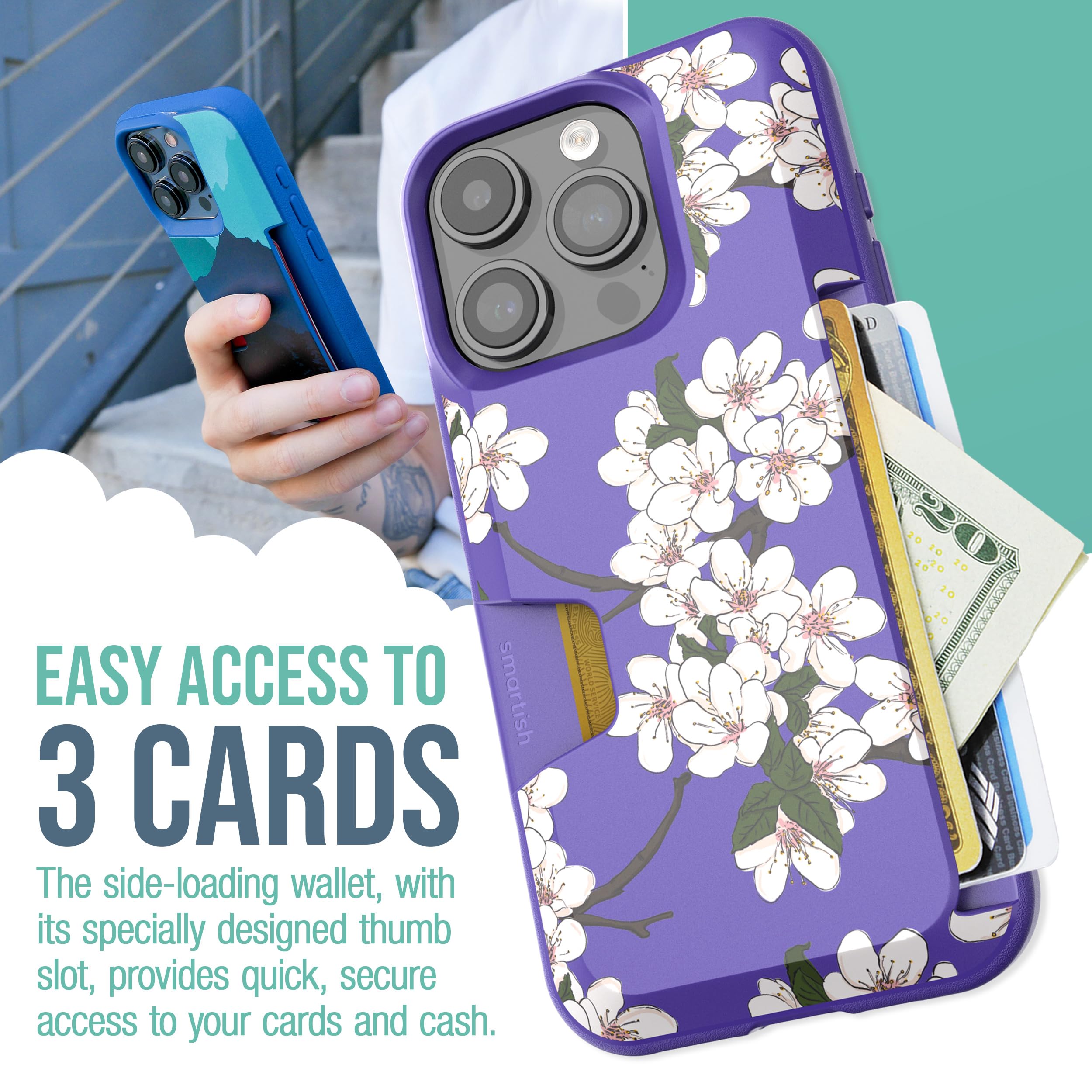 Smartish Iphone 15 Pro Wallet Case   Wallet Slayer Vol. 1 [Slim + Protective] Credit Card Holder   Drop Tested Hidden Card Slot