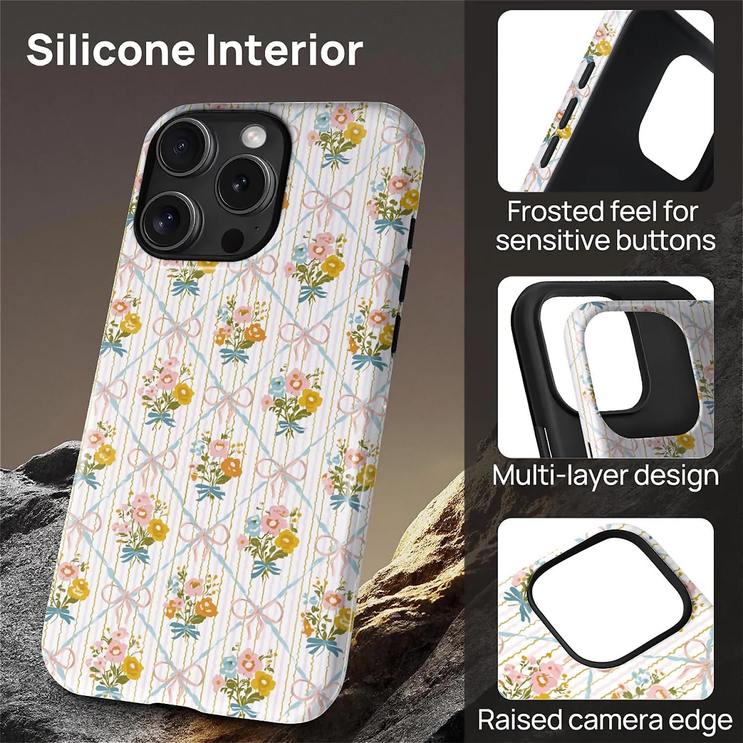 Ilikediy For Iphone 16 Pro Case [Compatible With Magsafe] Pattern Design Case For Women Girls Hybrid 2 Layer Hard Shell Silicone