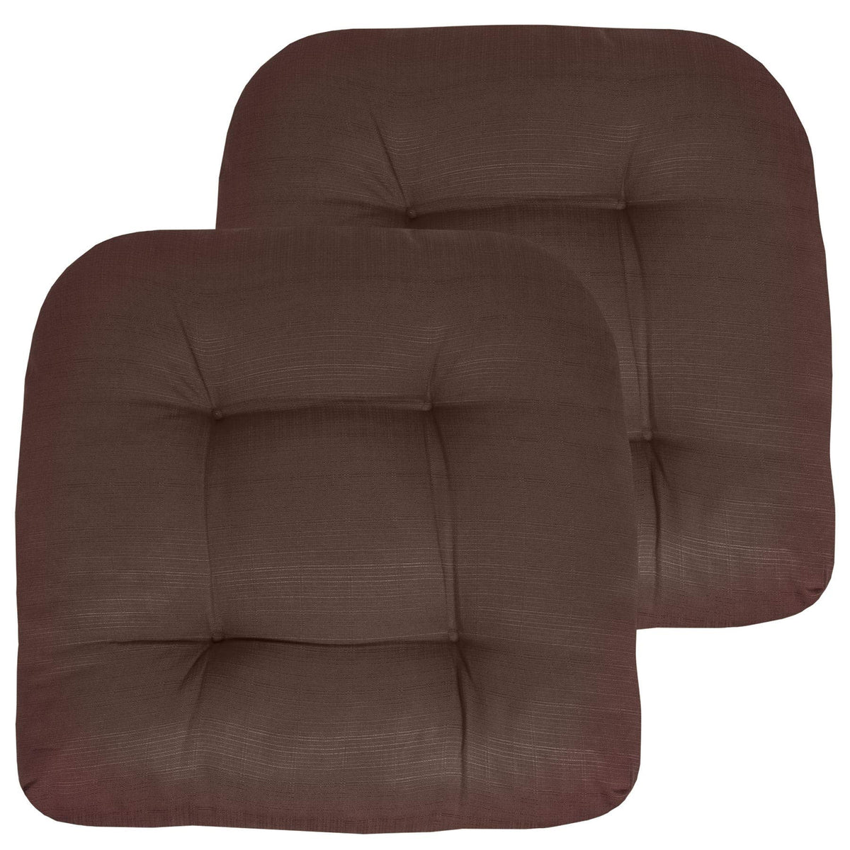 Sweet Home Collection Patio Cushions Outdoor Chair Pads Premium Comfortable Thick Fiber Fill Tufted 19 X 19 Seat Cover, 2 Count 