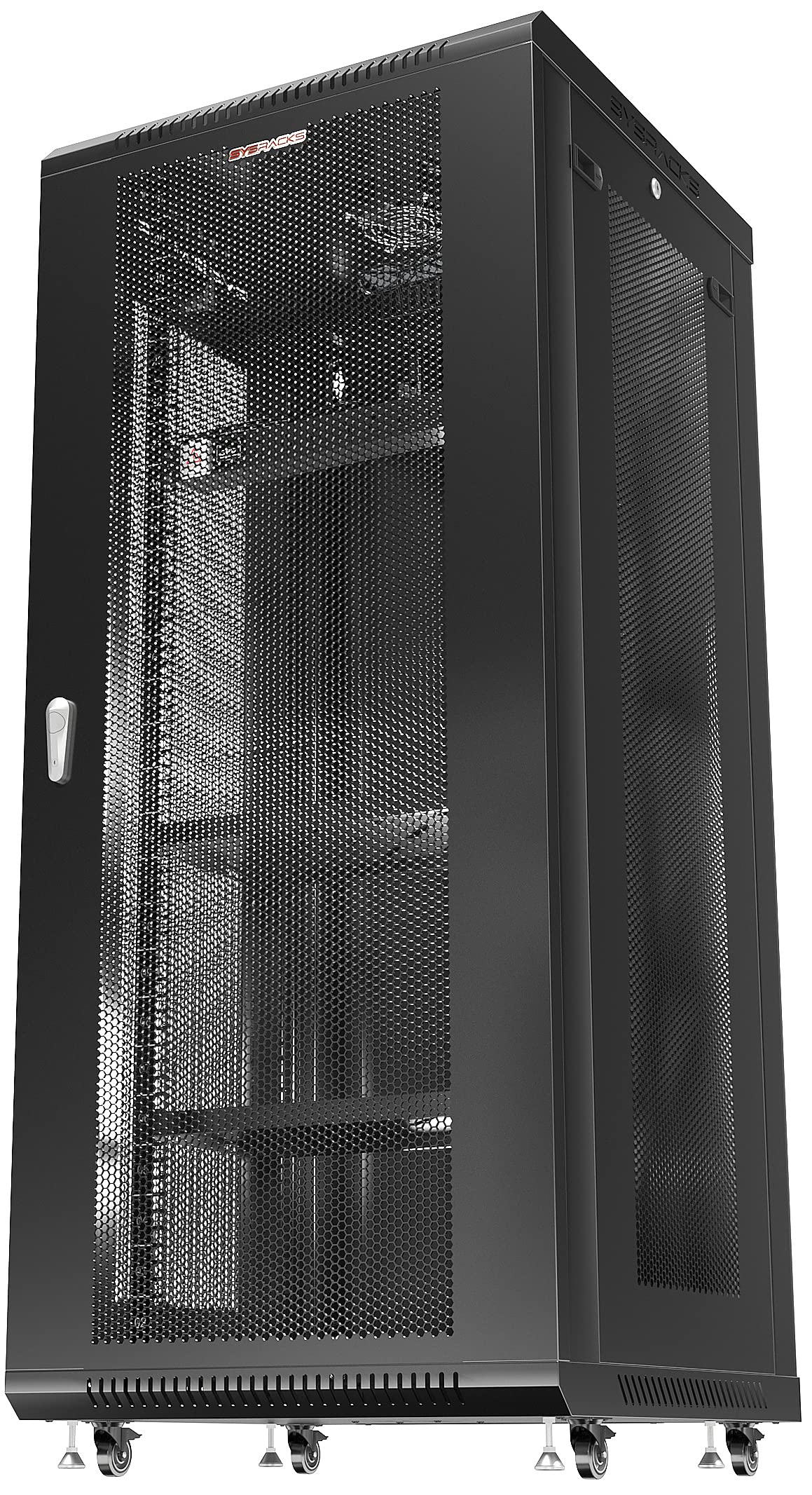 Sysracks   Server Rack   Wall Cabinet   27U Wall Mount Rack On Casters Enclosure With Fans   Audio Rack   Network Rack   24 Inch Depth Av Cabinet   Wheels   Pdu   Shelf   Locking Cabinet   Black