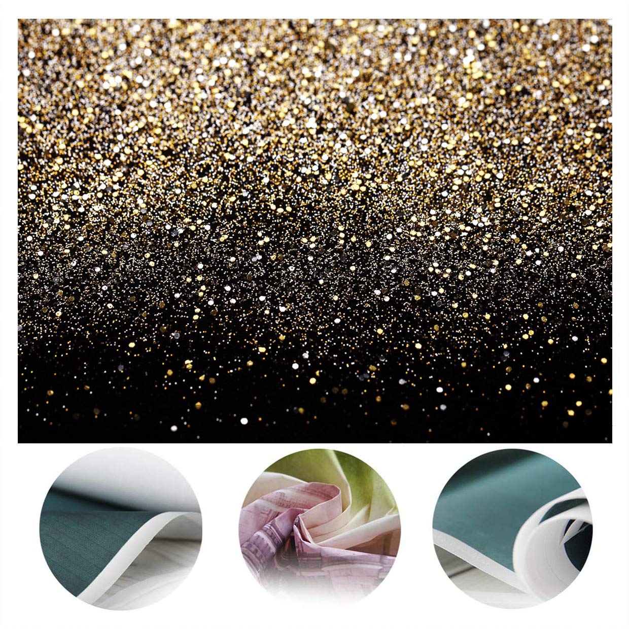 Sjoloon Black And Gold Backdrop Golden Spots Backdrop Vinyl Photography Backdrop Vintage Astract Background For Family Birthday Party Newborn Studio Props 11547 (12X10Ft)