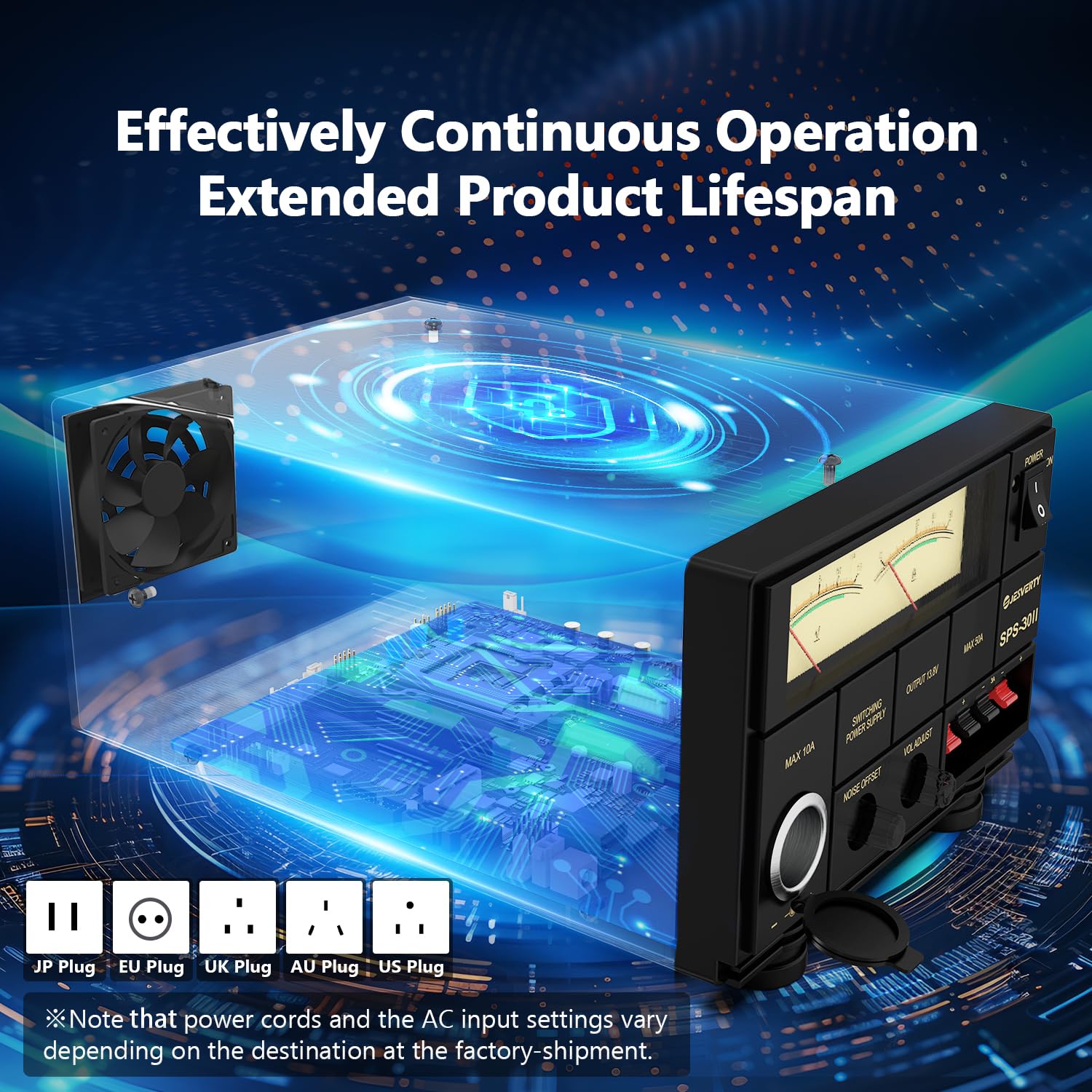 Universal Compact Bench Power Supply  30 Amp Regulated Home Lab Benchtop Ac To Dc Converter 13.8 Volt/9 15Volt, Cooling Fan, Scr