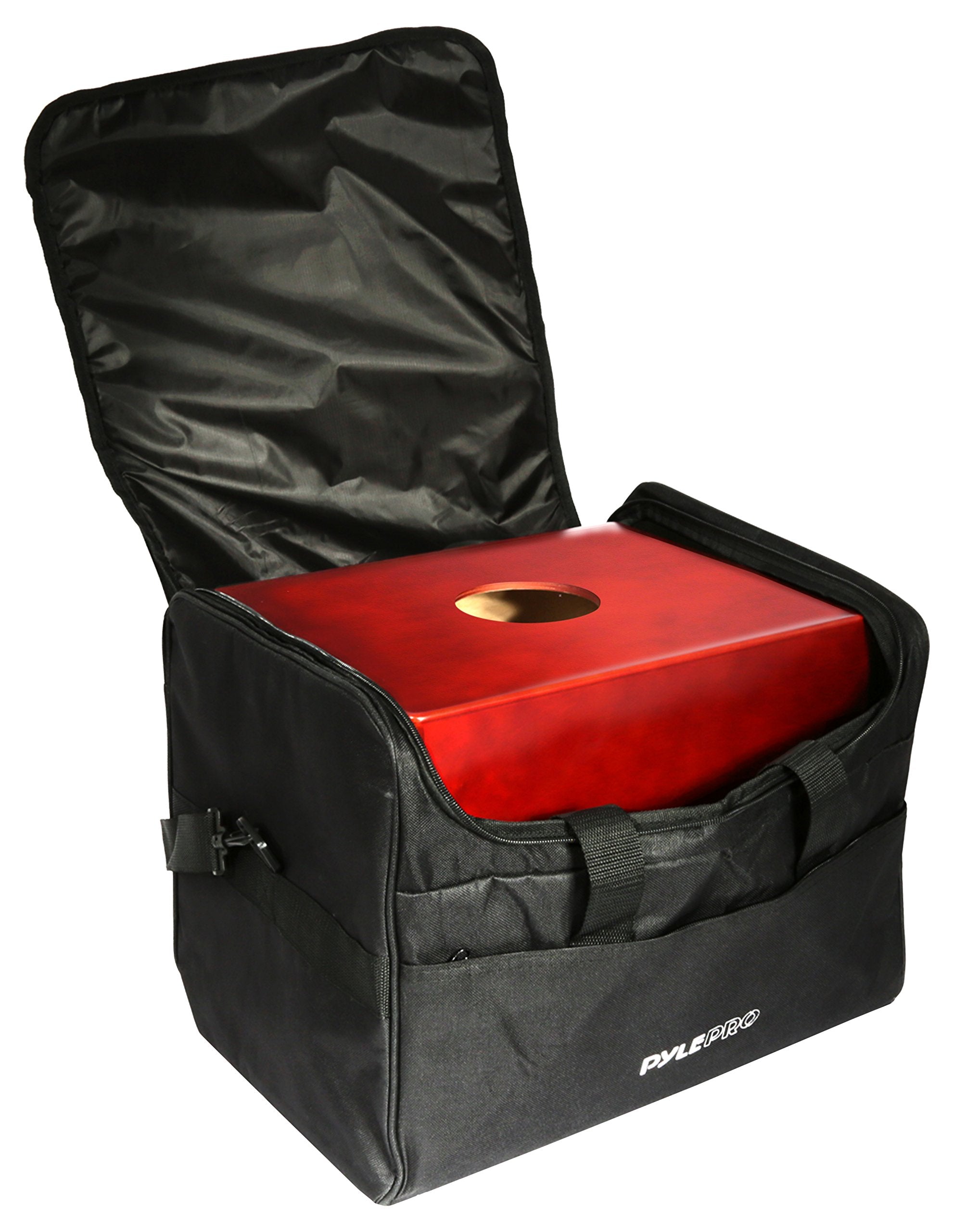 Pyle Portable Travel Compact, Fabric And Durable Fashionable Cajon Storage Bag With Convenient Handle And Stylish Zipper, Fits M
