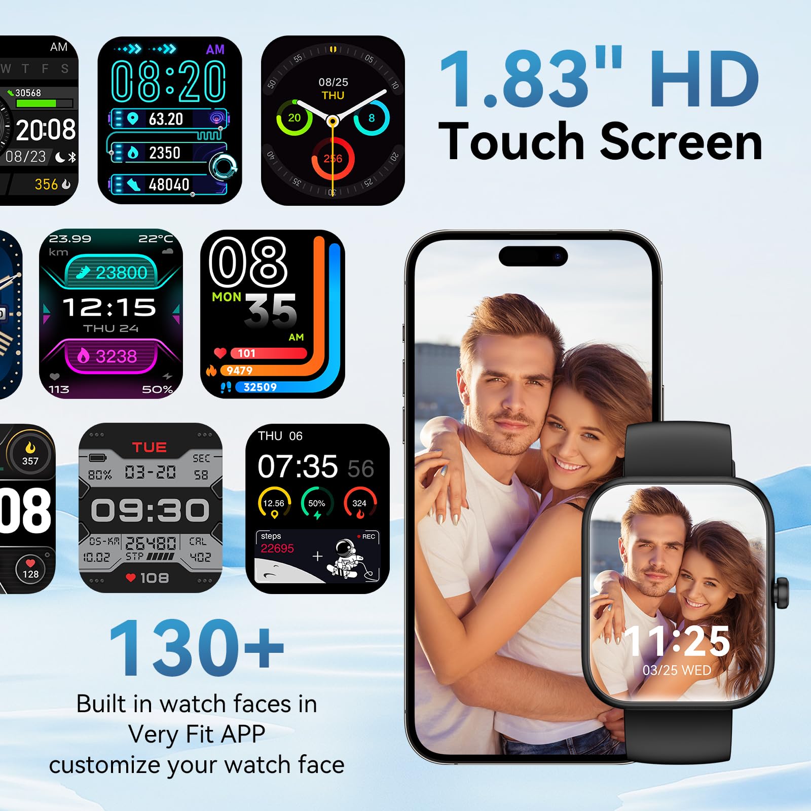 Smart Watch For Men Women Alexa Built-In, 1.83 '' Hd Fitness Tracker Touchscreen With Call Function, Ip68 Waterproof, 120+ Sport