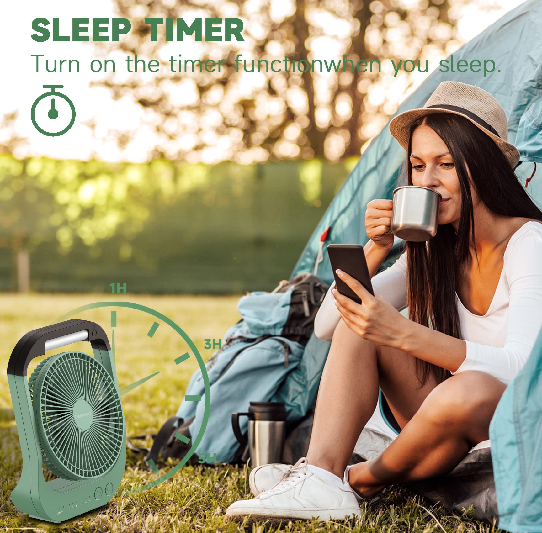 Dorobeen Rechargeable Fan, Battery Operated Fan, Portable Personal Fan, Battery Powered Desk Fan, With Led Light Fan, 8 Inch Usb