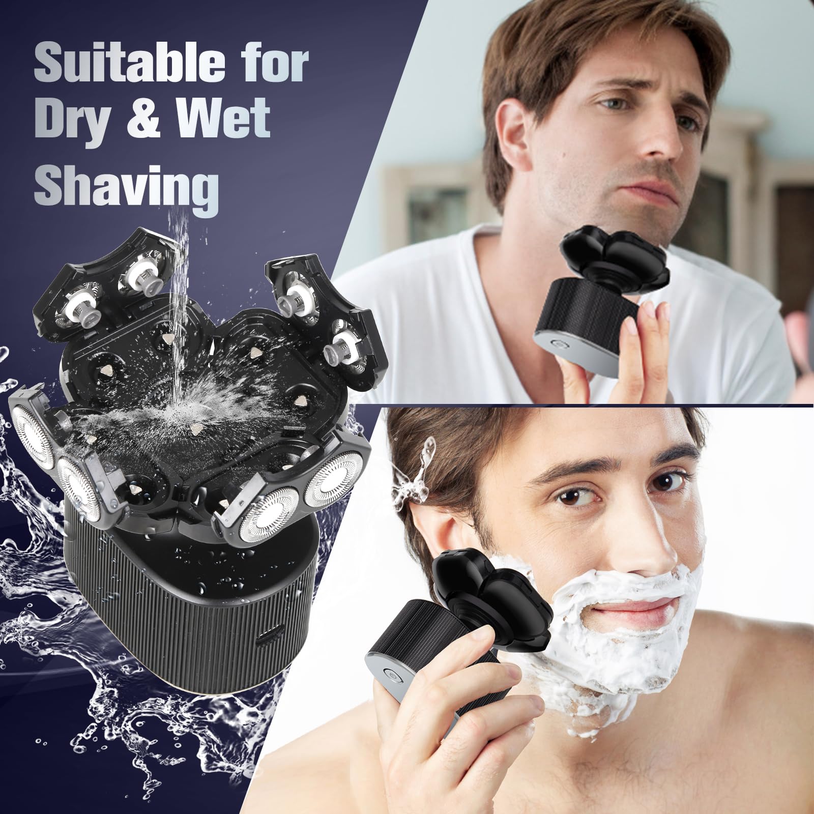 9D Head Shavers For Bald Men, Detachable Bald Head Shavers For Men, 5 In 1 Mens Grooming Kit,Wet/Dry Led Display,Travel Lockcord
