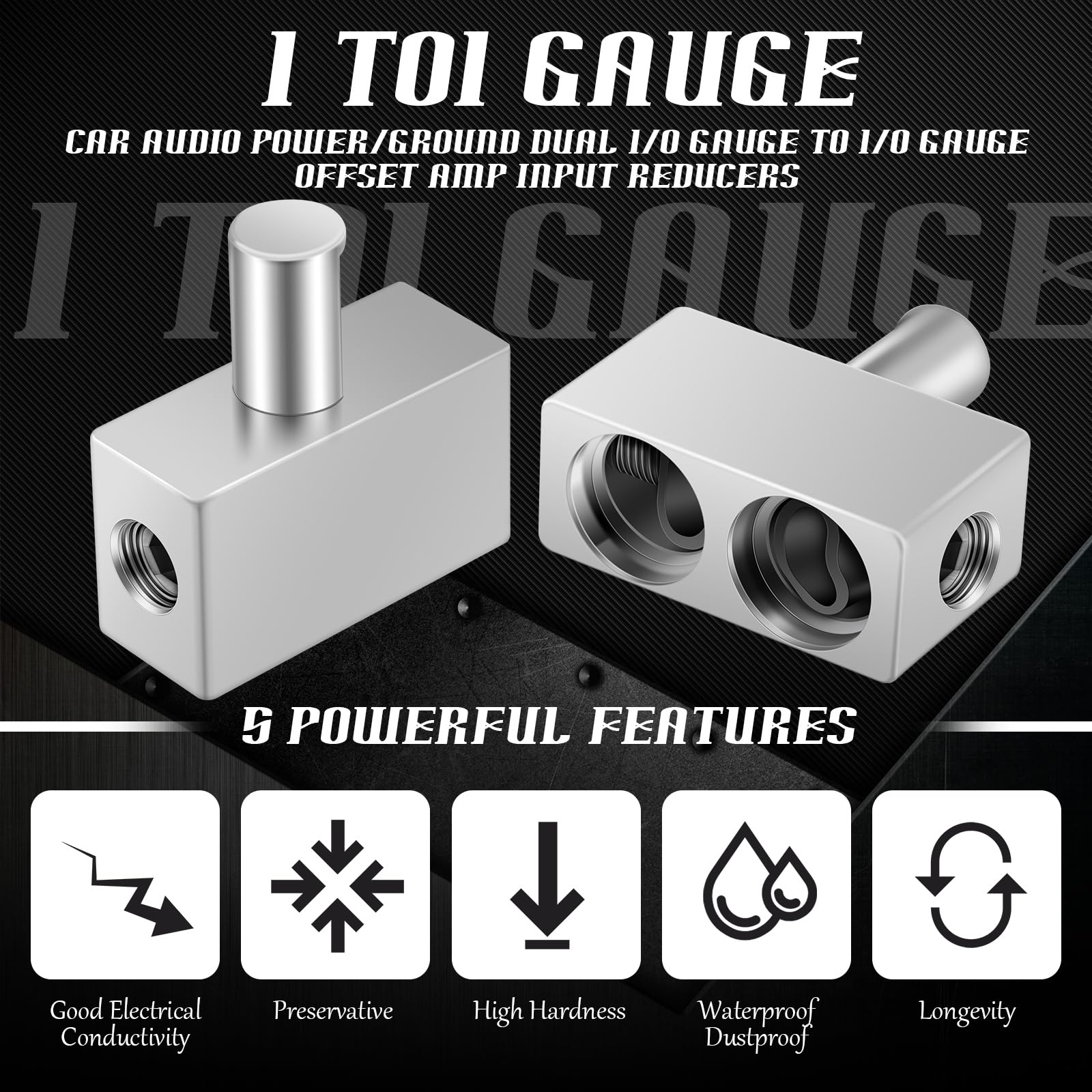 Saysurey 1 Pair Of Car Audio Dual 1/0 Gauge To 1/0 Gauge Amp Input Reducers 2 Pcs Car Audio Amp Input Wire Reducer For Easy Car