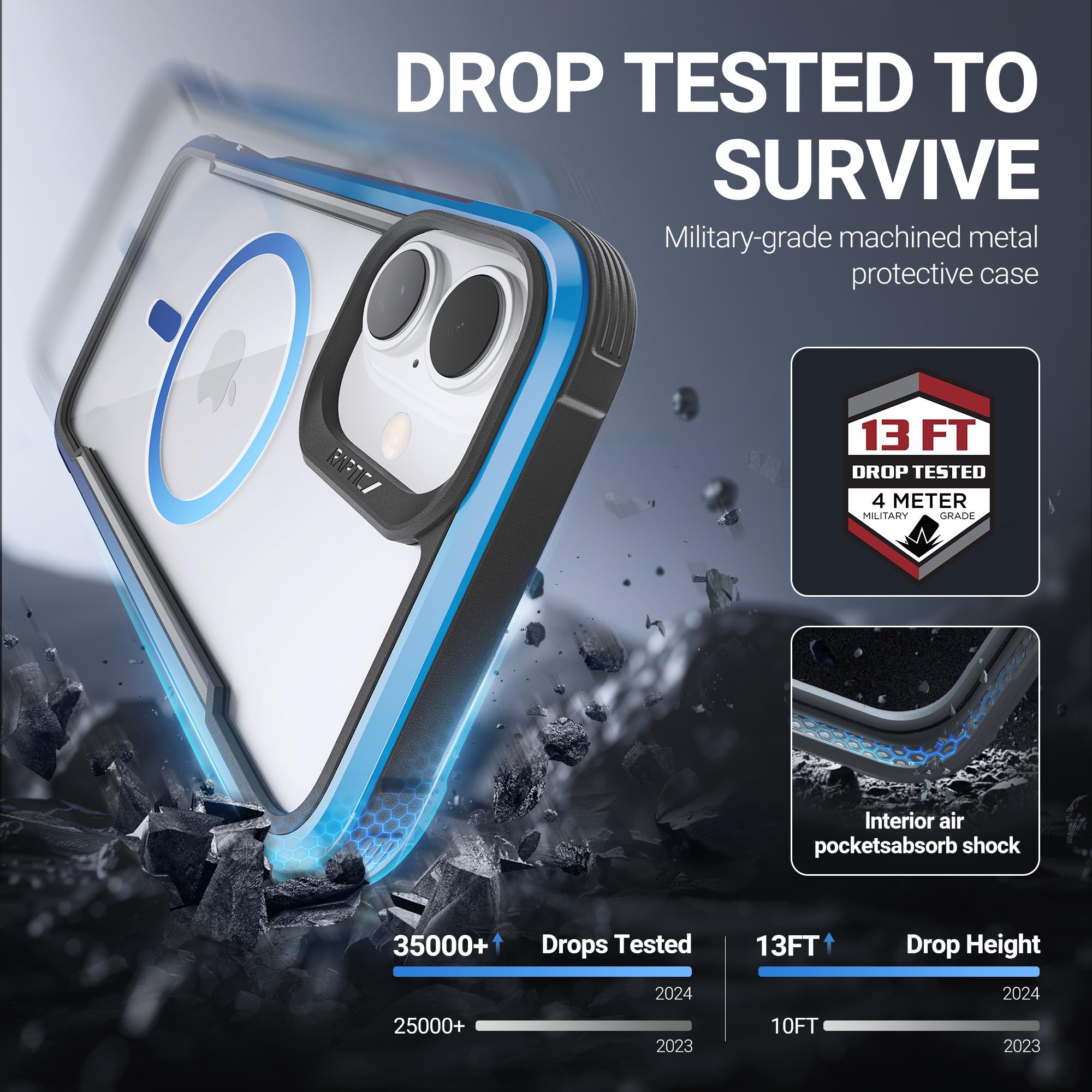 Raptic Shield 2.0 For Iphone 16 Pro Case, [For 2024 Capture Button Shockproof Protective Clear Case], Military Grade 13Ft Drop T