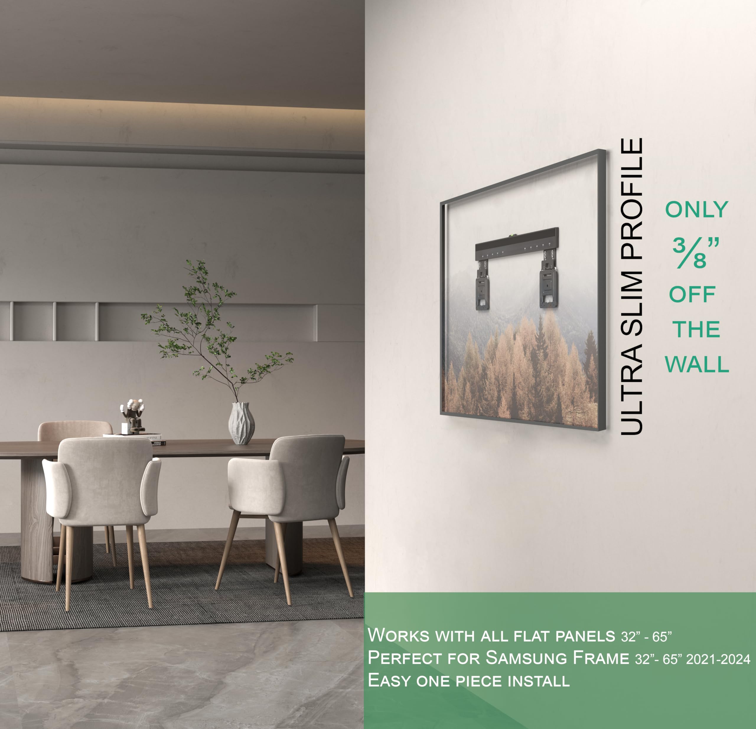 Ynvision.Design Ultra Slim Micro Gap Tv Wall Mount Bracket | Compatible With Samsung Frame Tvs (2021 2024) For Easy Install (32'