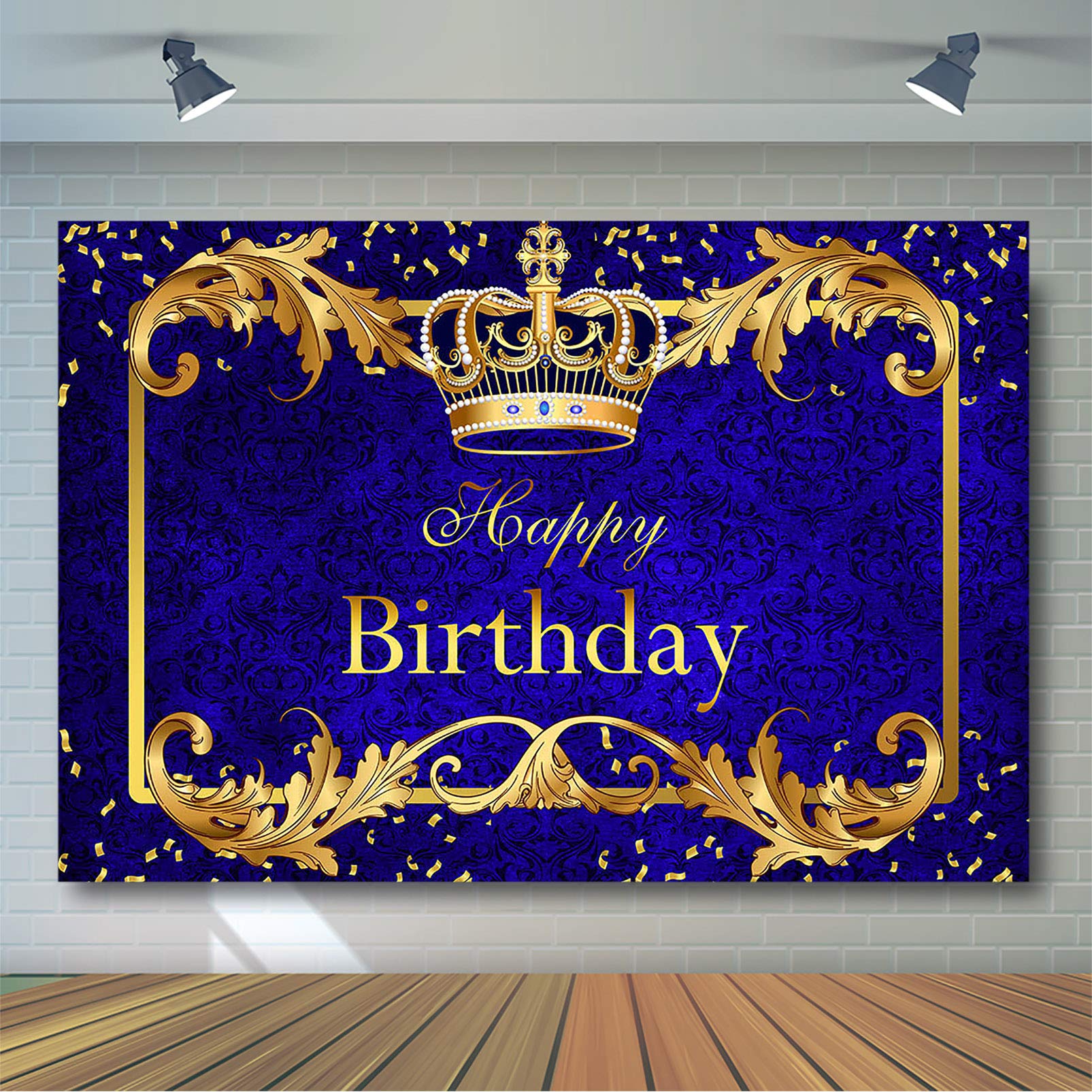 Avezano Prince Birthday Party Backdrop For Boy'S Royal Blue And Gold King Crown Party Decoration Photography Background Royal Li