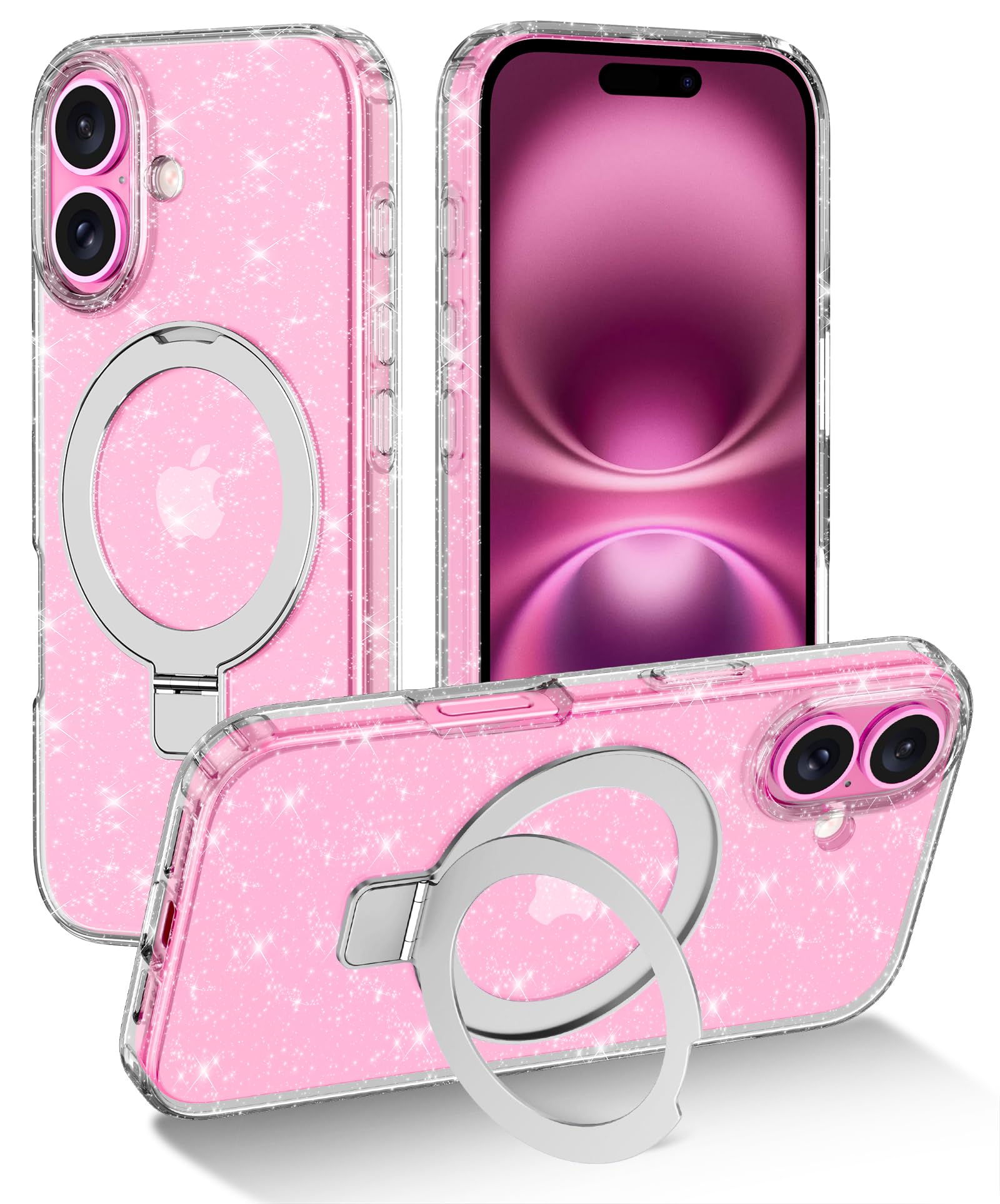 Lamcase For Iphone 16 Case With Magnetic Invisible Ring Stand [Compatible With Magsafe], Full Body Rugged Slim Women Men Girl Sh