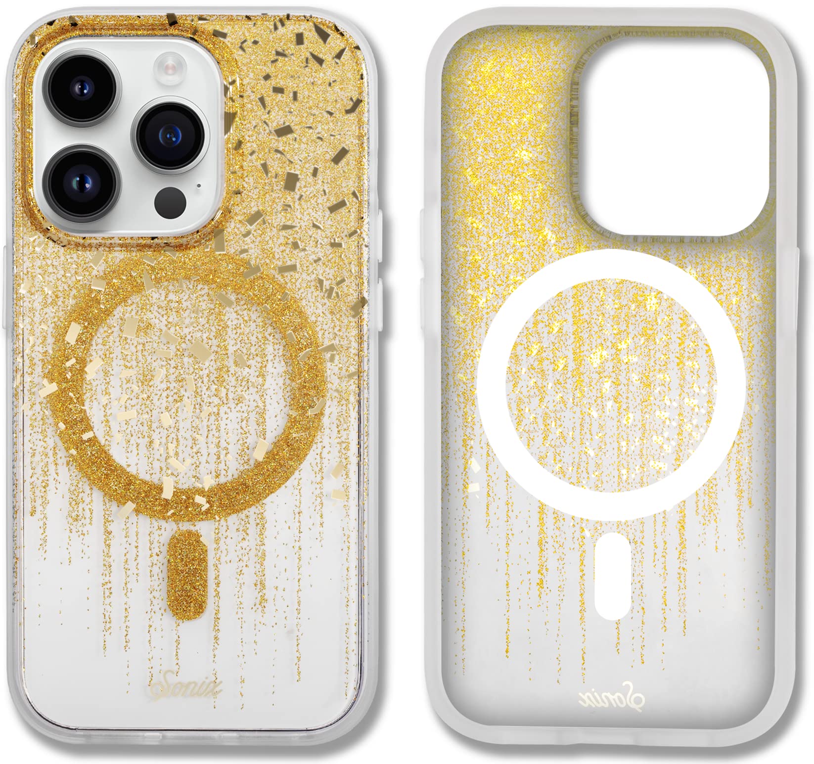 Sonix Case For Iphone 14 Pro | Compatible With Magsafe | 10Ft Drop Tested | Drippin' Gold Glitter