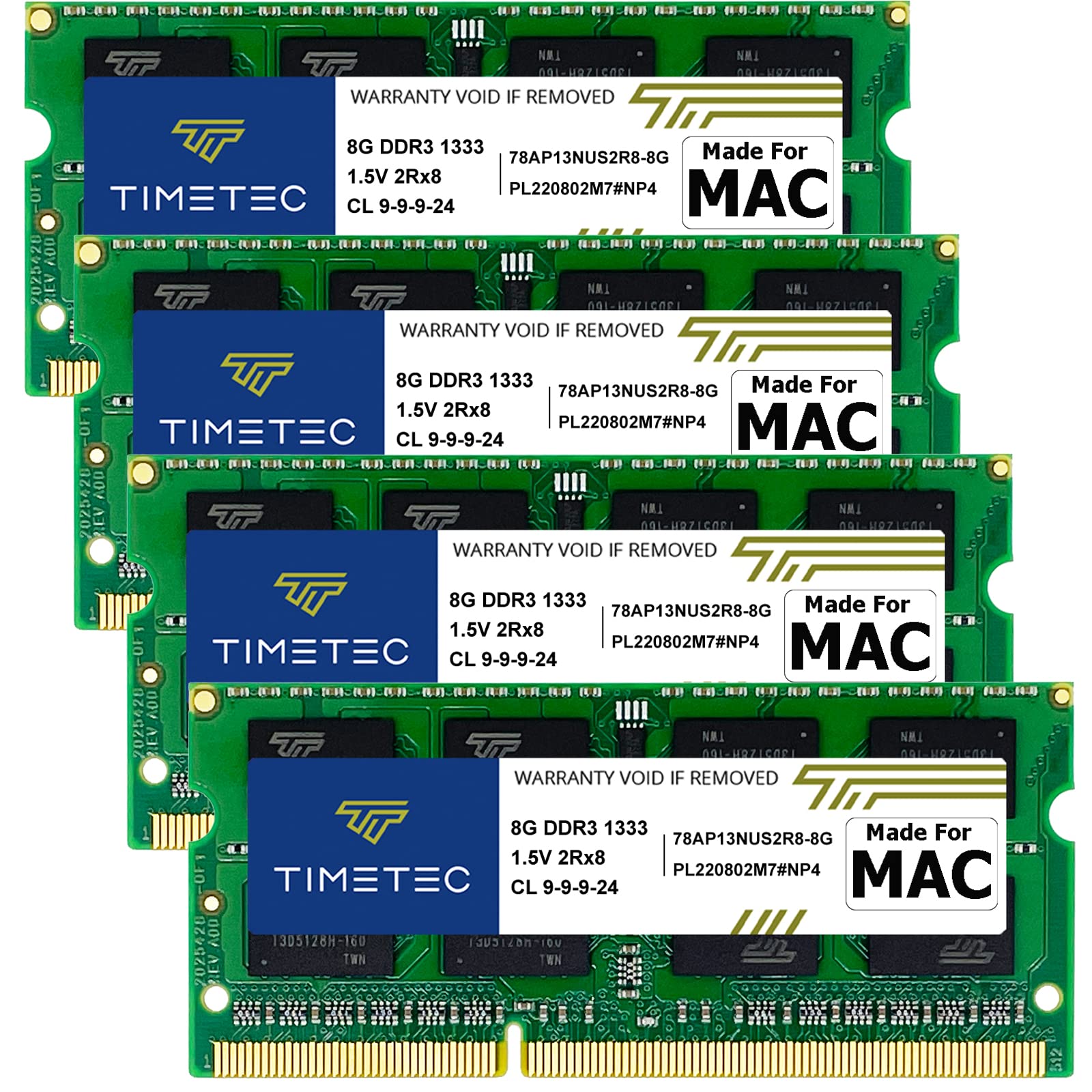 Timetec 32Gb Kit(4X8Gb) Compatible For Apple Ddr3 1333Mhz Pc3 10600 Cl9 For Imac (Mid 2010 27 Inch, Mid 2011 21.5/27 Inch) Sodimm Memory Module Mac Ram Upgrade For Imac 11,3 / Imac 12,1 / Imac 12, 2