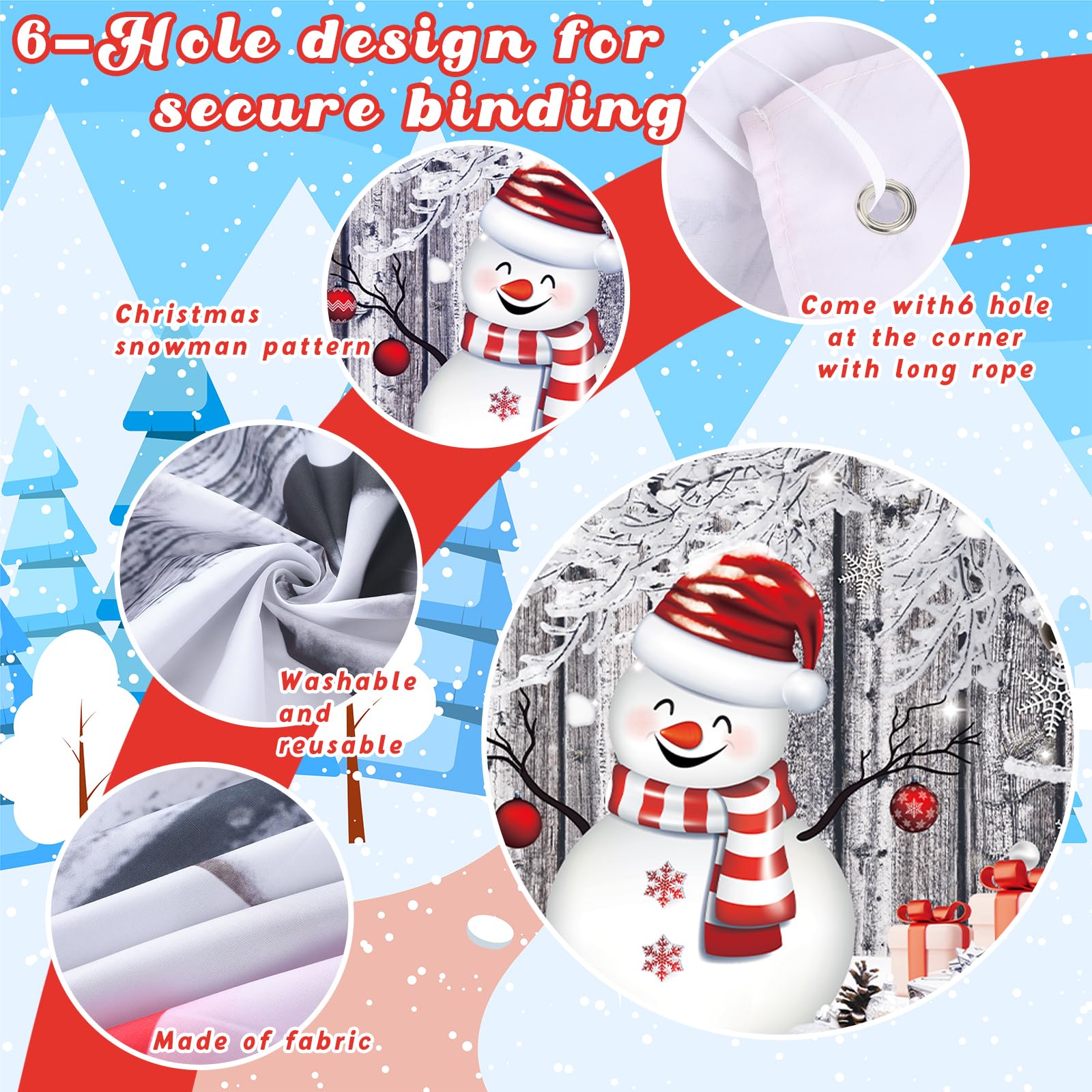 Qeeenar Christmas Garage Door Banner Decoration Large Snowman Christmas Garage Cover Holiday Garage Door Cover Large Snowman Sno