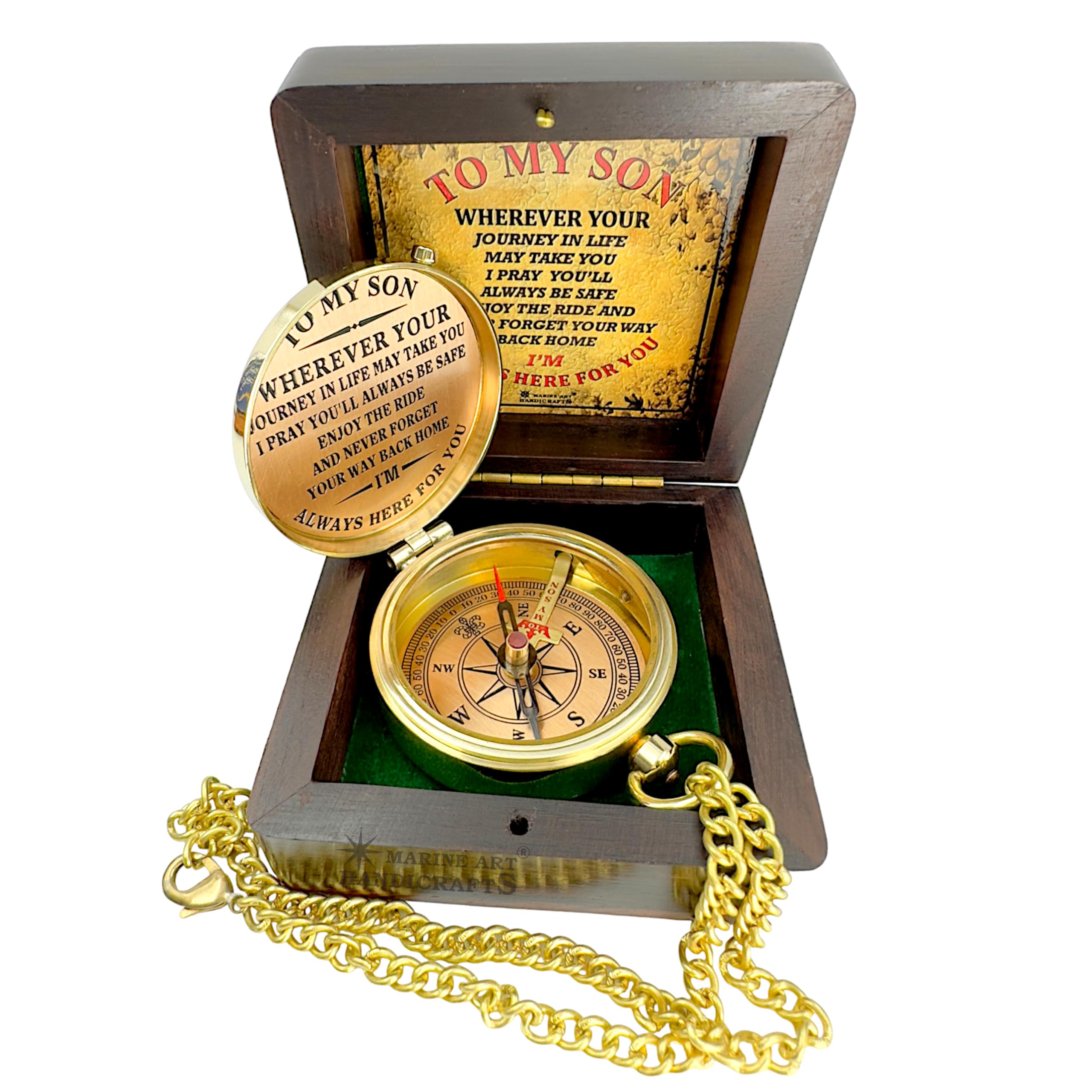 To My Son - Never Forget That I Love You, Brass Compass, Gift For Son From Mom And Dad, Graduation, Baptism, Confirmation, Commu