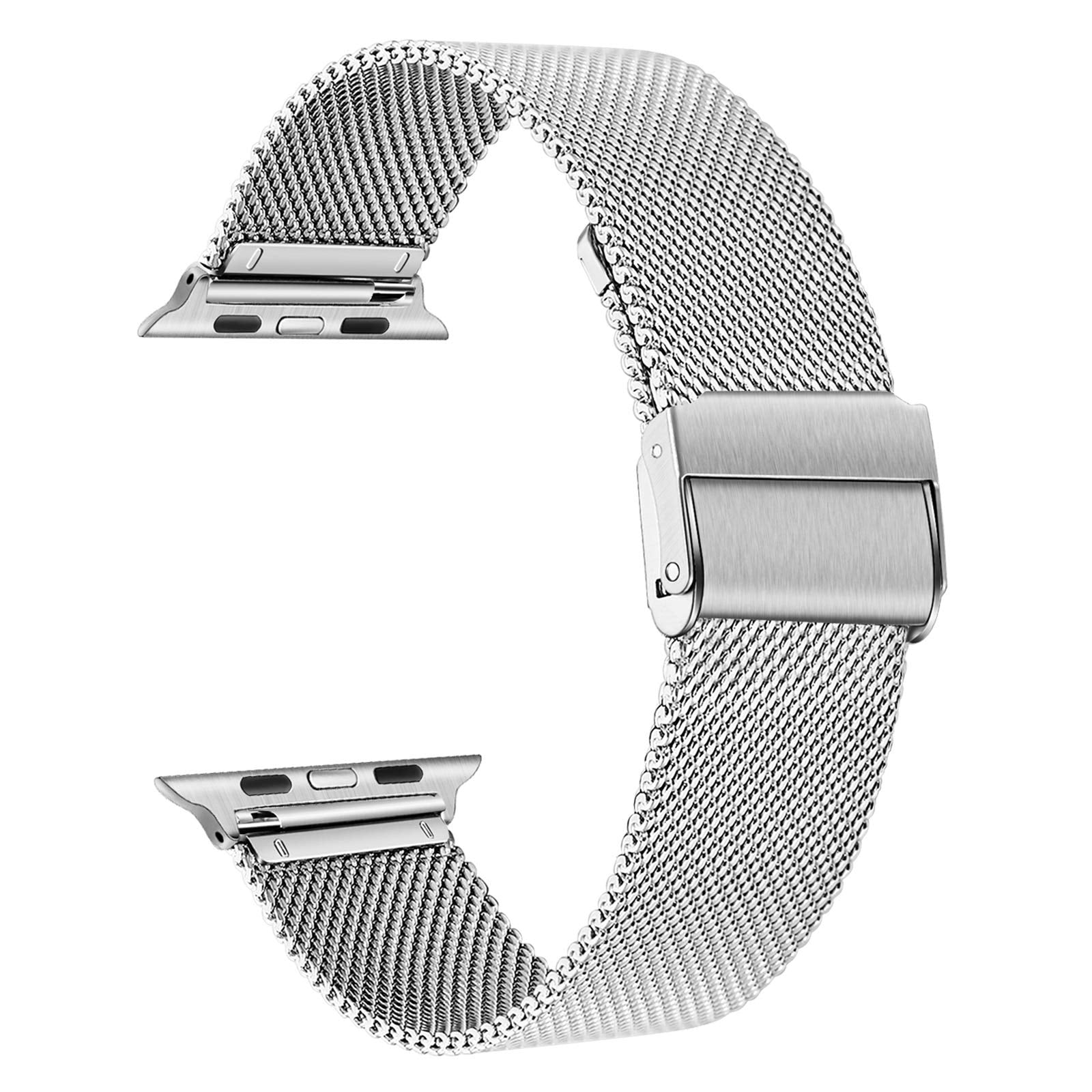 Trumirr Silver Band For Apple Watch 38Mm 40Mm 41Mm Women Men, Mesh Woven Stainless Steel Watchband Replacement Strap Bracelet Fo