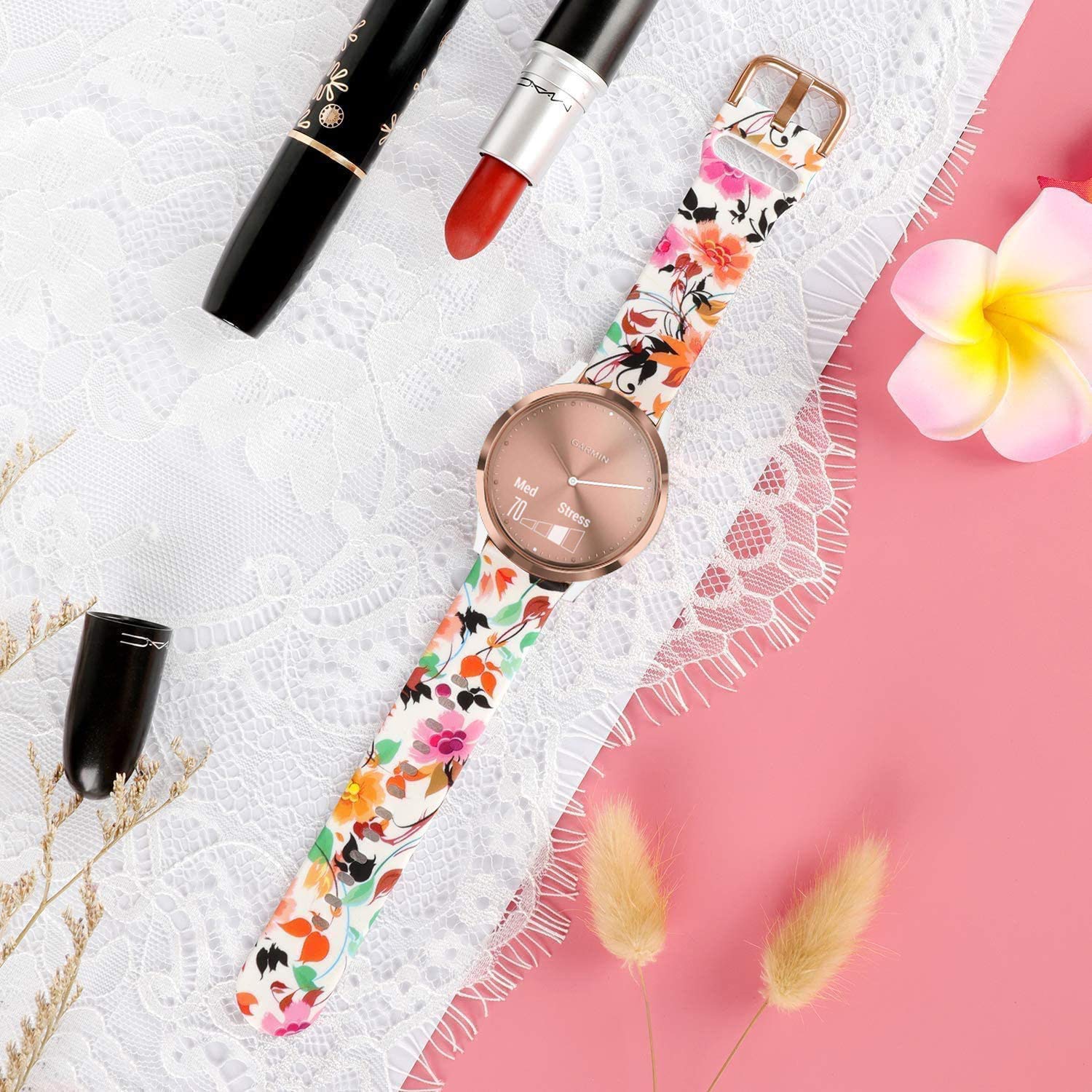 Vicrior Bands Compatible With Garmin Venu/Venu Sq/Venu Sq 2 / Venu 2 Plus Smart Watch, 6Pcs Soft Silicone Fadeless Pattern Printed Replacement Band For Garmin Vivoactive 5 3 / Vivomove Luxe Hr