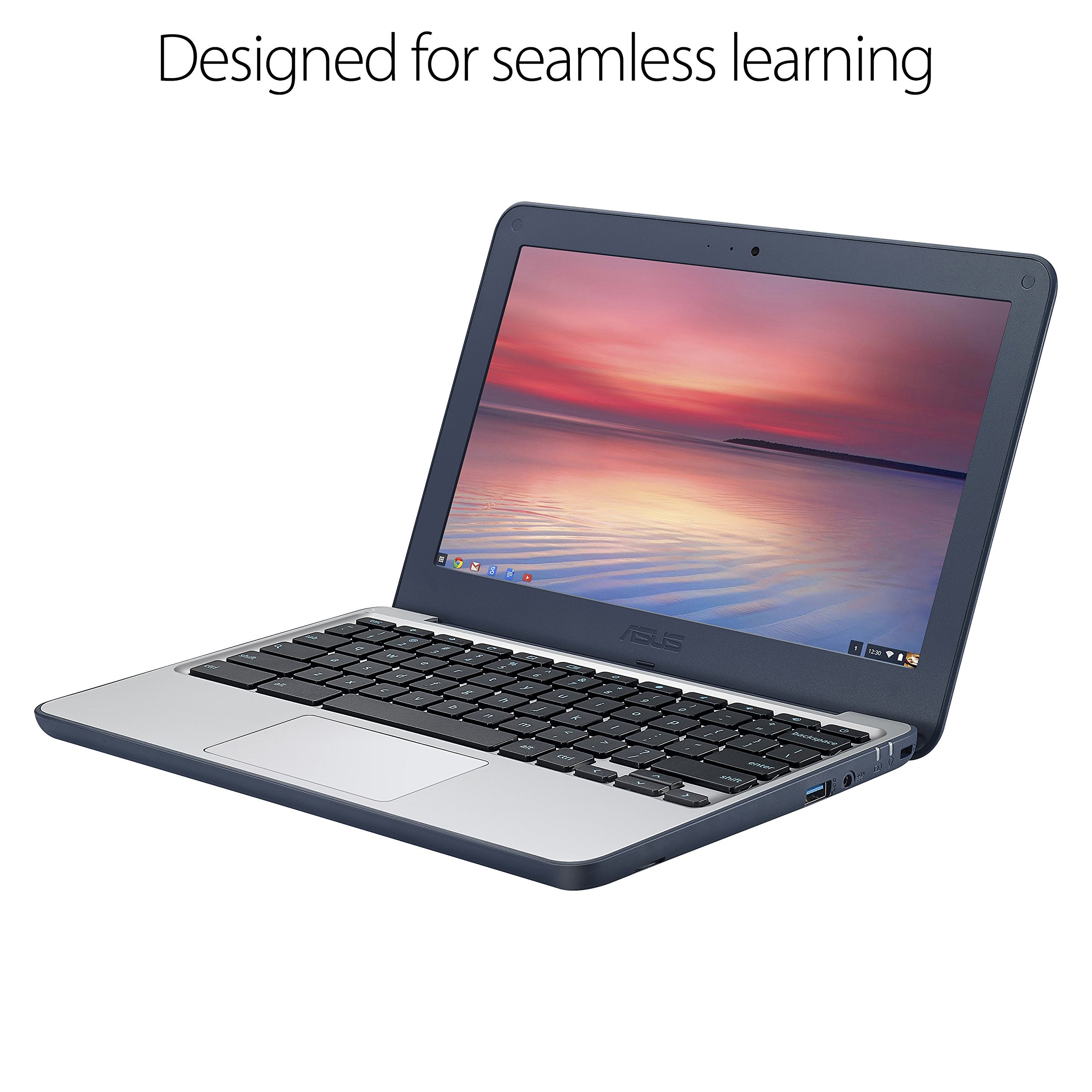 Asus Chromebook C202 Laptop- 11.6 Ruggedized And Spill Resistant Design With 180 Degree Hinge, Intel Celeron N3060, 4Gb Ram, 16G