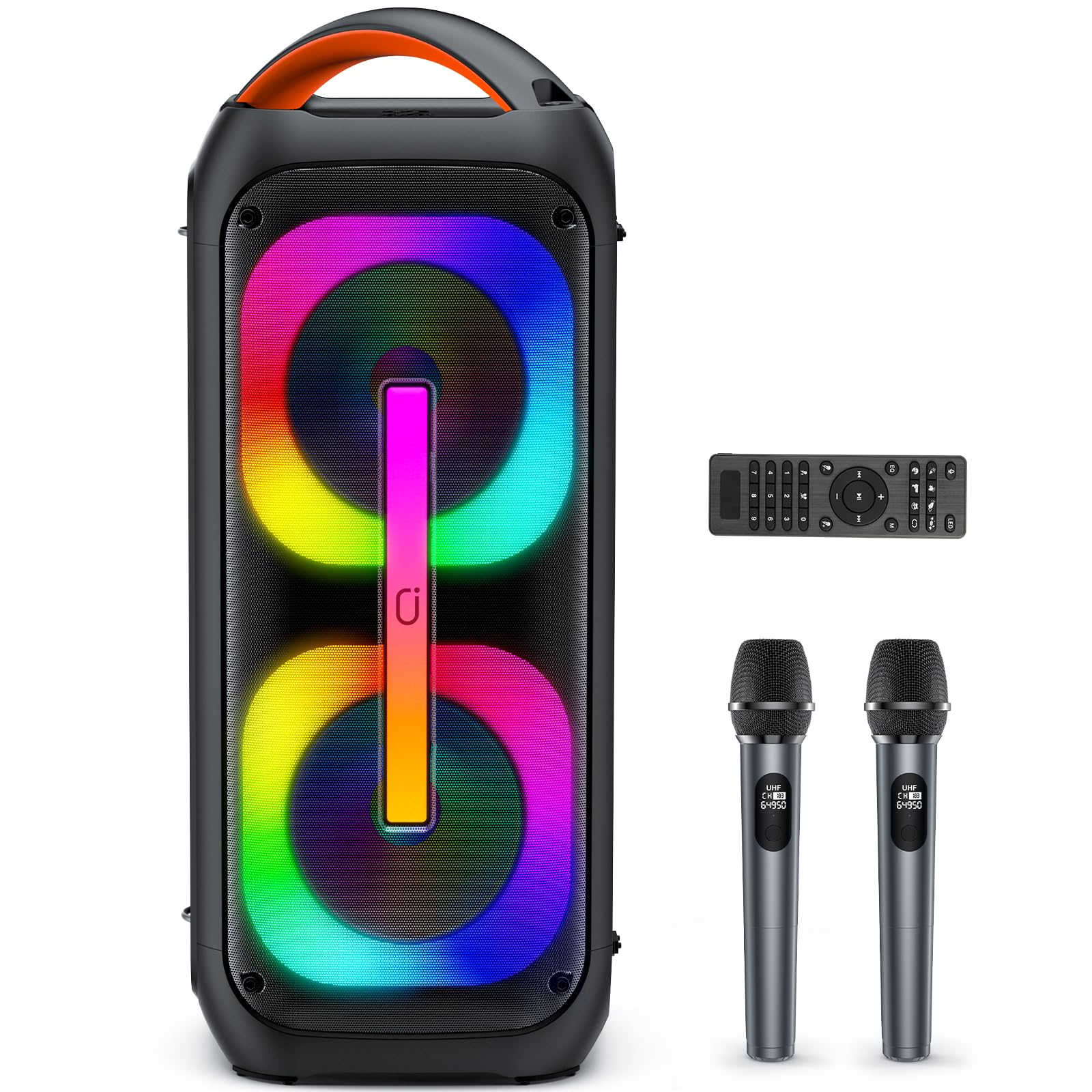 Karaoke Machine With 2 Wireless Microphones, ?Dual 60W 6.5''Subwoofer & 400W Peak?Big Loud Bluetooth Party Speaker With Disco Li