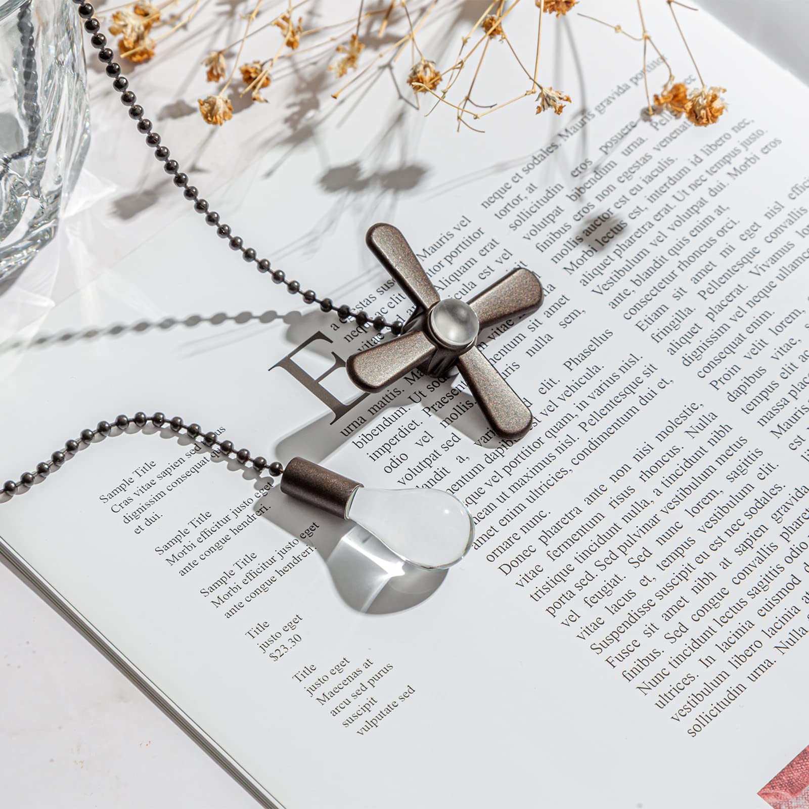 Elfcab Ceiling Fan Pull Chain Set 4Pcs 3Mm Diameter Beaded Ball 12 Inches Pendant Decorative (Clear Bulb And Fan Shape) 2Pcs 36