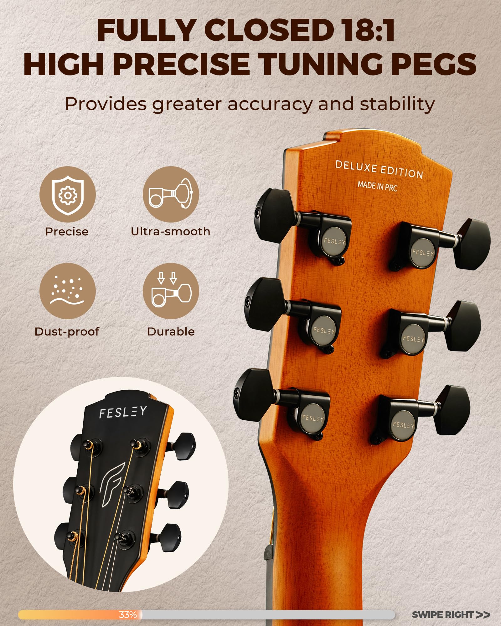 Fesley X Acoustic Guitar Kit, 41 Inch Full Size 6 String Cutaway Guitarra Ac  Stica For Beginner Adults With Tuner, Gig Bag, Str