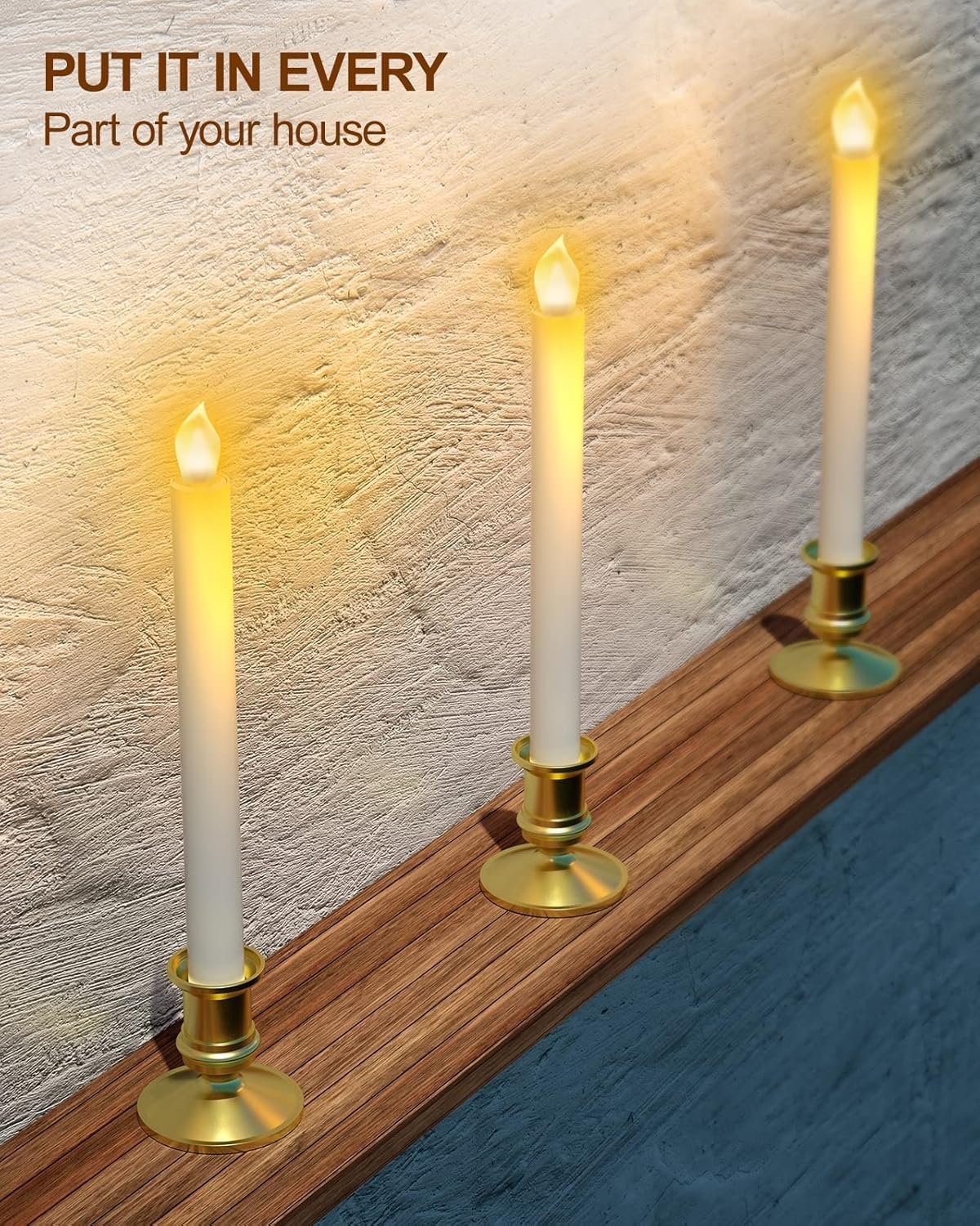 Ronxs Led Window Candles With Timer, Flickering Flameless Taper Candles With Remote, Battery Operated, Indoor Christmas Decorati