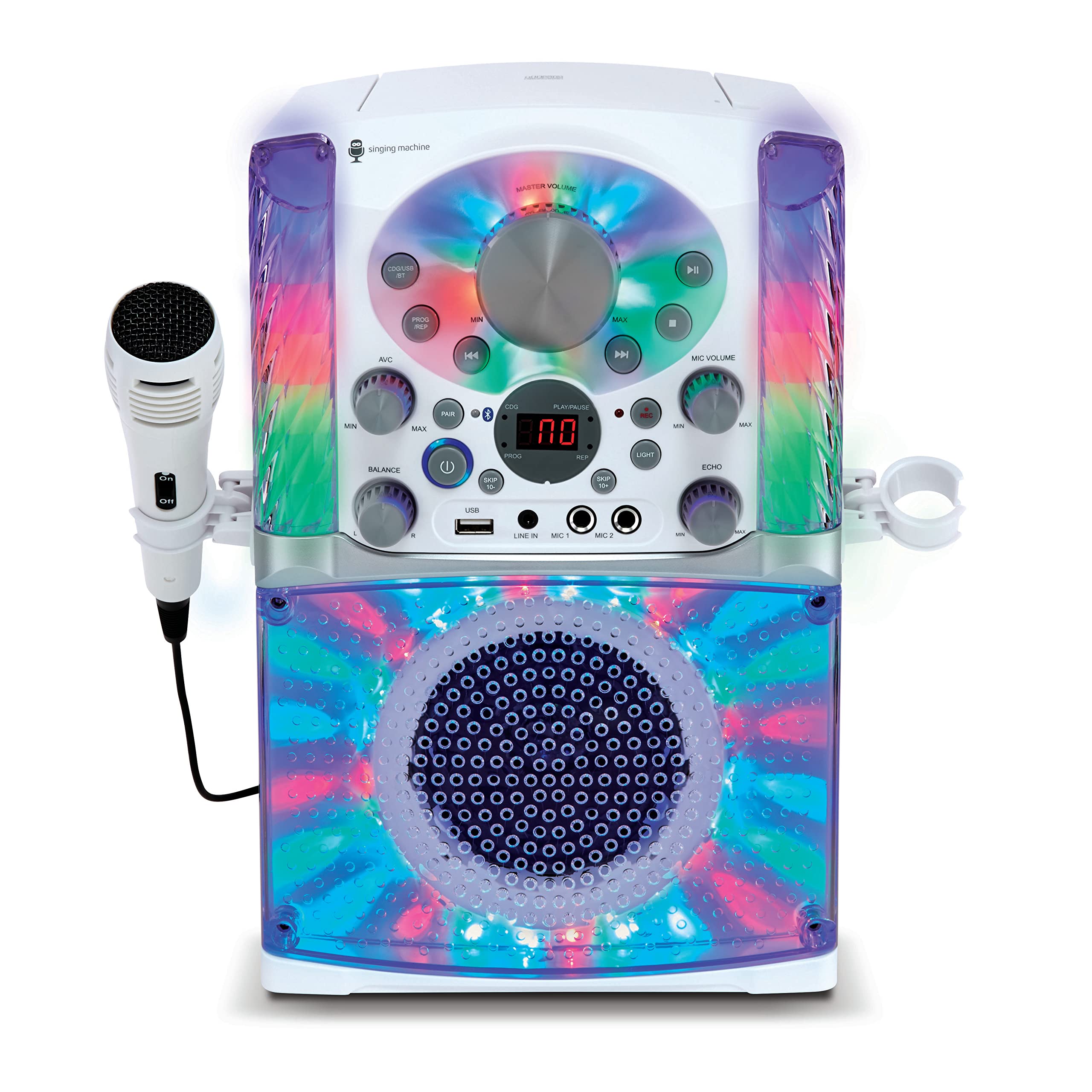 Singing Machine Sml625Btwd Karaoke Machine, Portable Bluetooth Cd+G Karaoke System, White