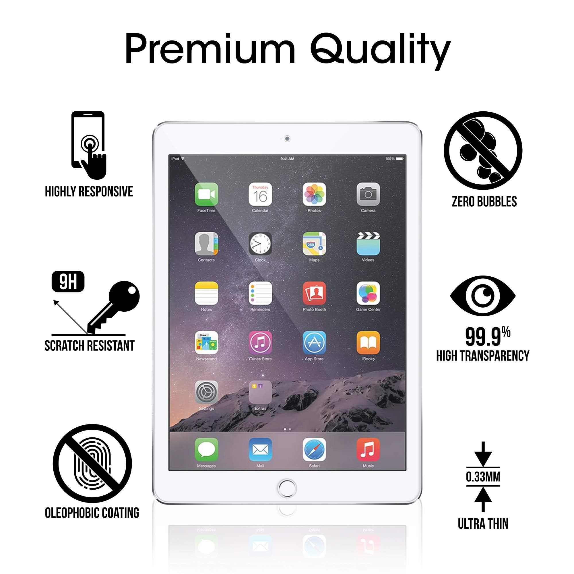 Amfilm Glass Screen Protector For Ipad 9.7 6Th Gen, 5Th Gen, Ipad Pro 9.7, Ipad Air, Air 2, Tempered Glass, Apple Pencil Compati