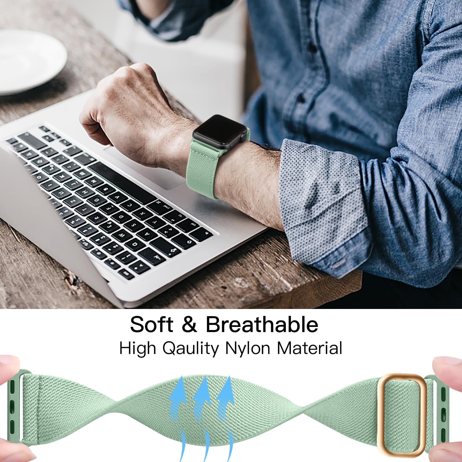 Lerobo Compatible With Apple Watch Band Series 9 8 10 49Mm 46Mm Ultra 2 45Mm 44Mm Sport Band Se 42Mm For Men Women Soft Stretchy