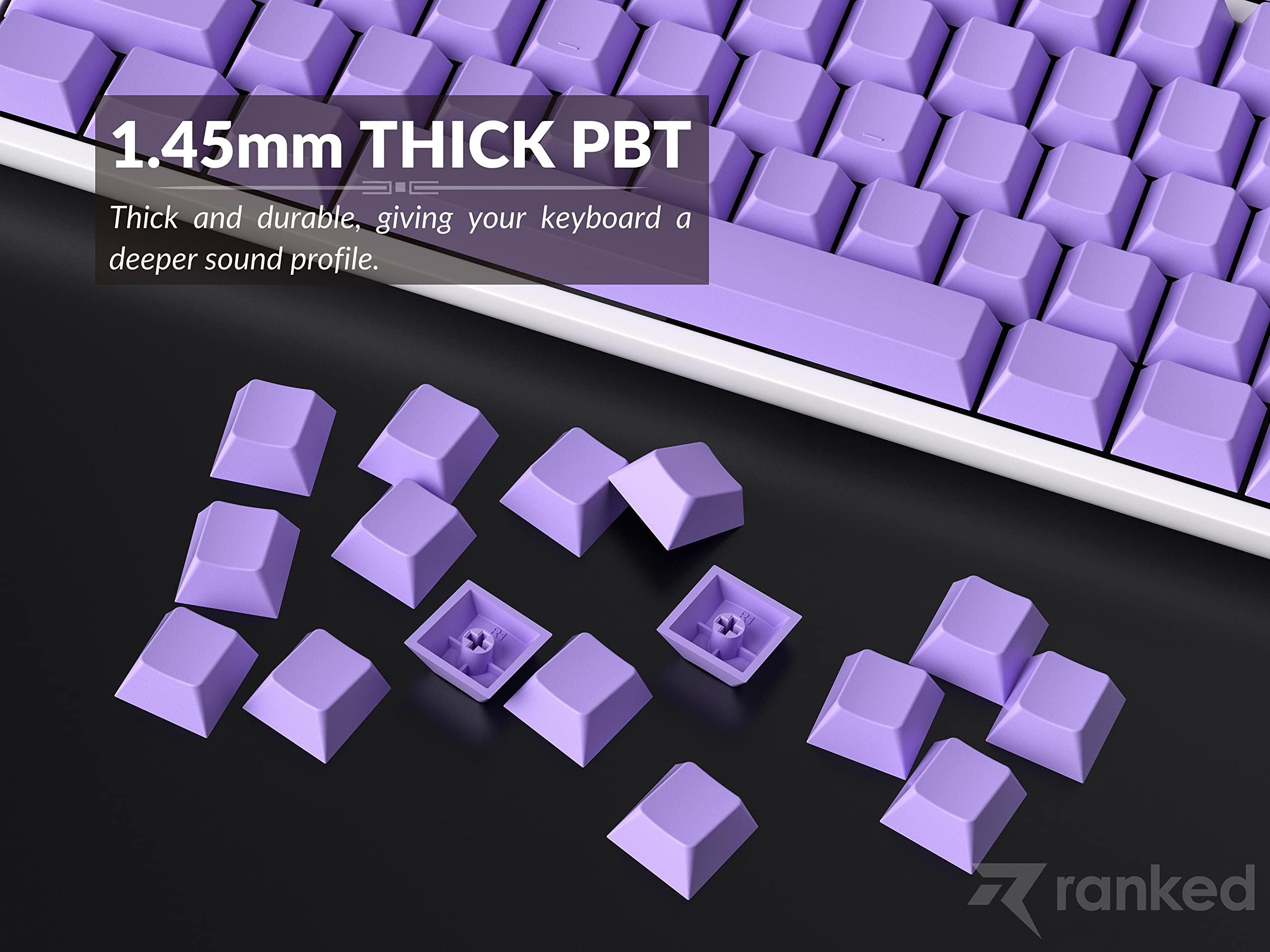 Ranked Blank Premium Keycap Set | 1.4 Mm Thick Pbt | Cherry Profile For Mechanical Keyboard (Lavender, 139 Keys)