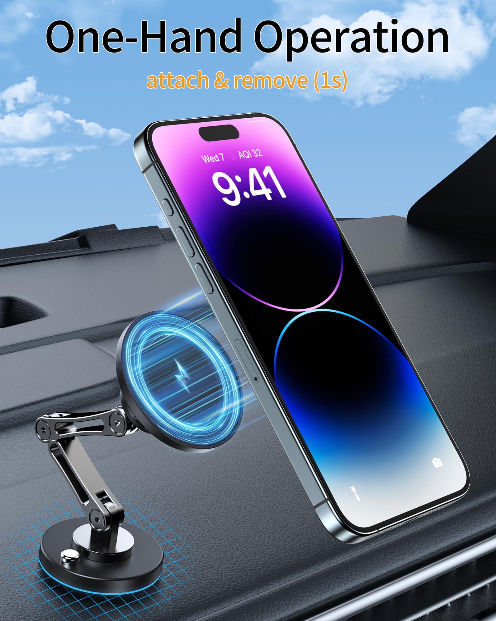 Zbf Magnetic Car Phone Holder Mount (360 Rotation) Cell Phone Car Holder, Phone Mount For Car Windshield Dashboard Hand Free Mou