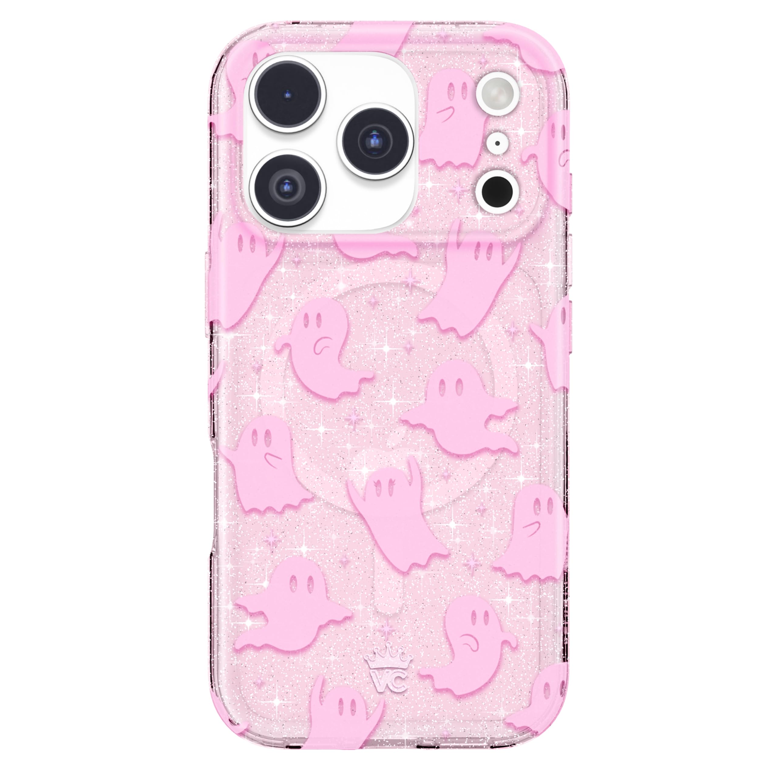 VELVET CAVIAR Case for iPhone 17 Pro | Compatible with MagSafe | 10ft Drop Tested | Protective Halloween Cases | Ghost Pink Glit