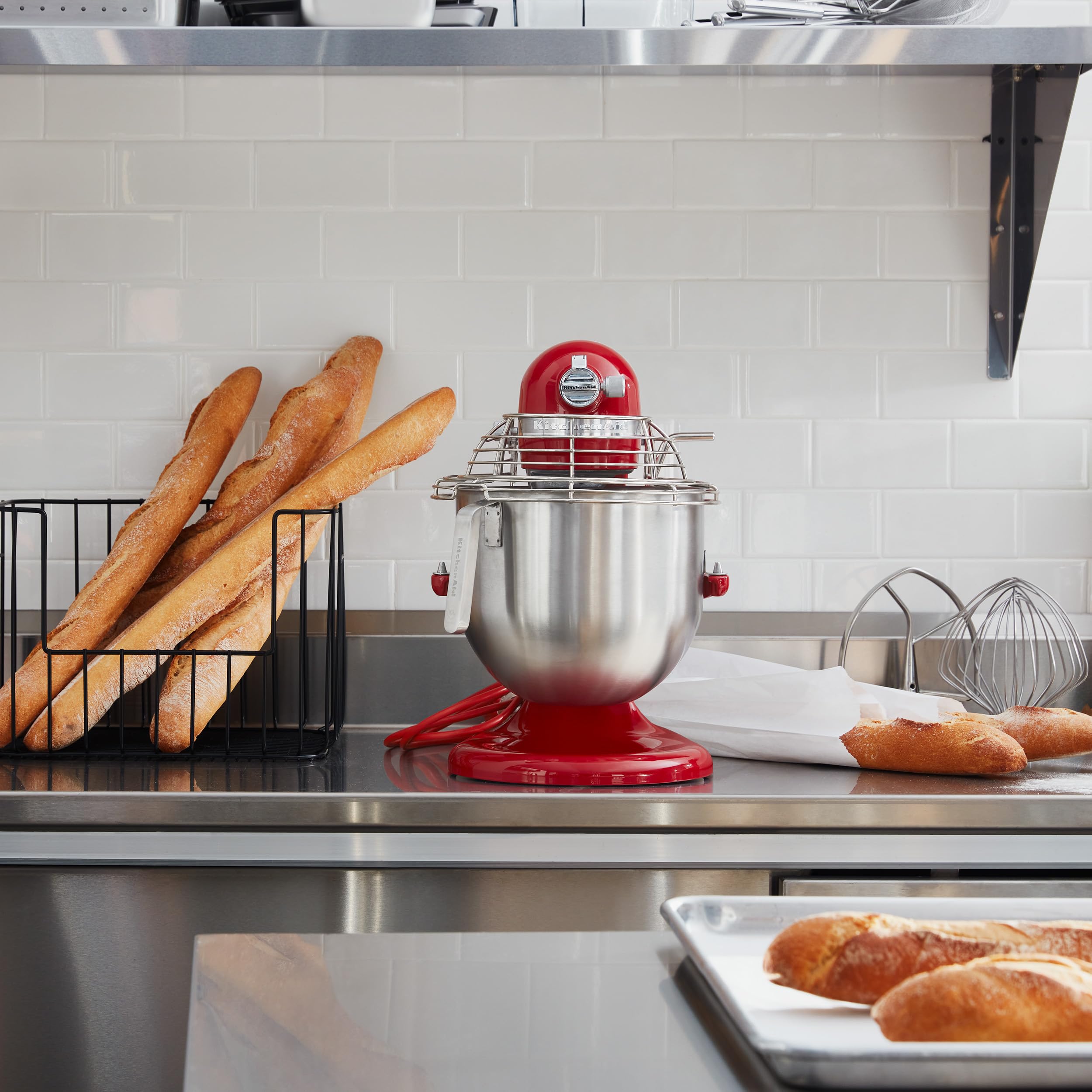 Kitchenaid Ksmc895Er 8 Quart Commercial Countertop Mixer With Bowl Guard, 10 Speed, Gear Driven, Empire Red