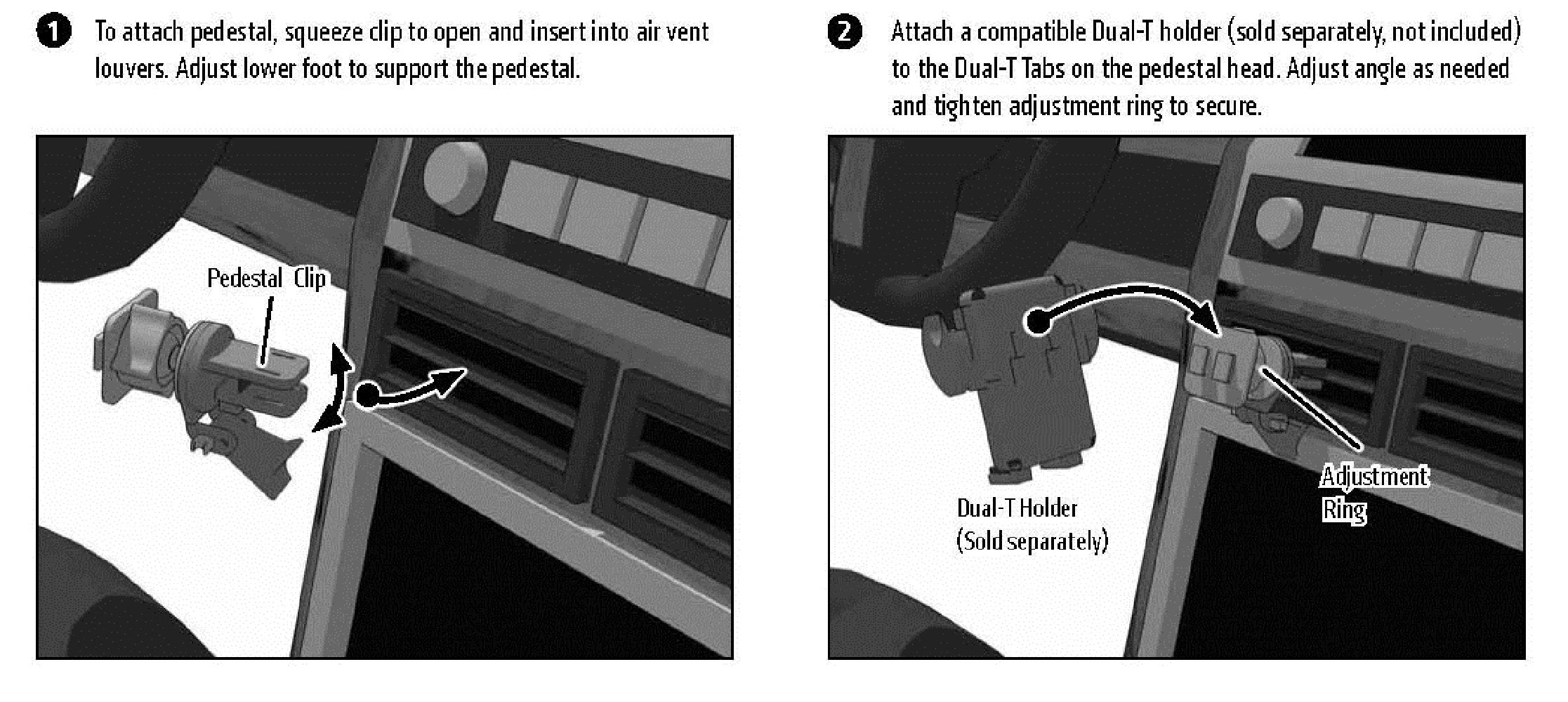 Arkon Replacement Or Upgrade Air Vent Car Mounting Pedestal Dual T Pattern Compatible