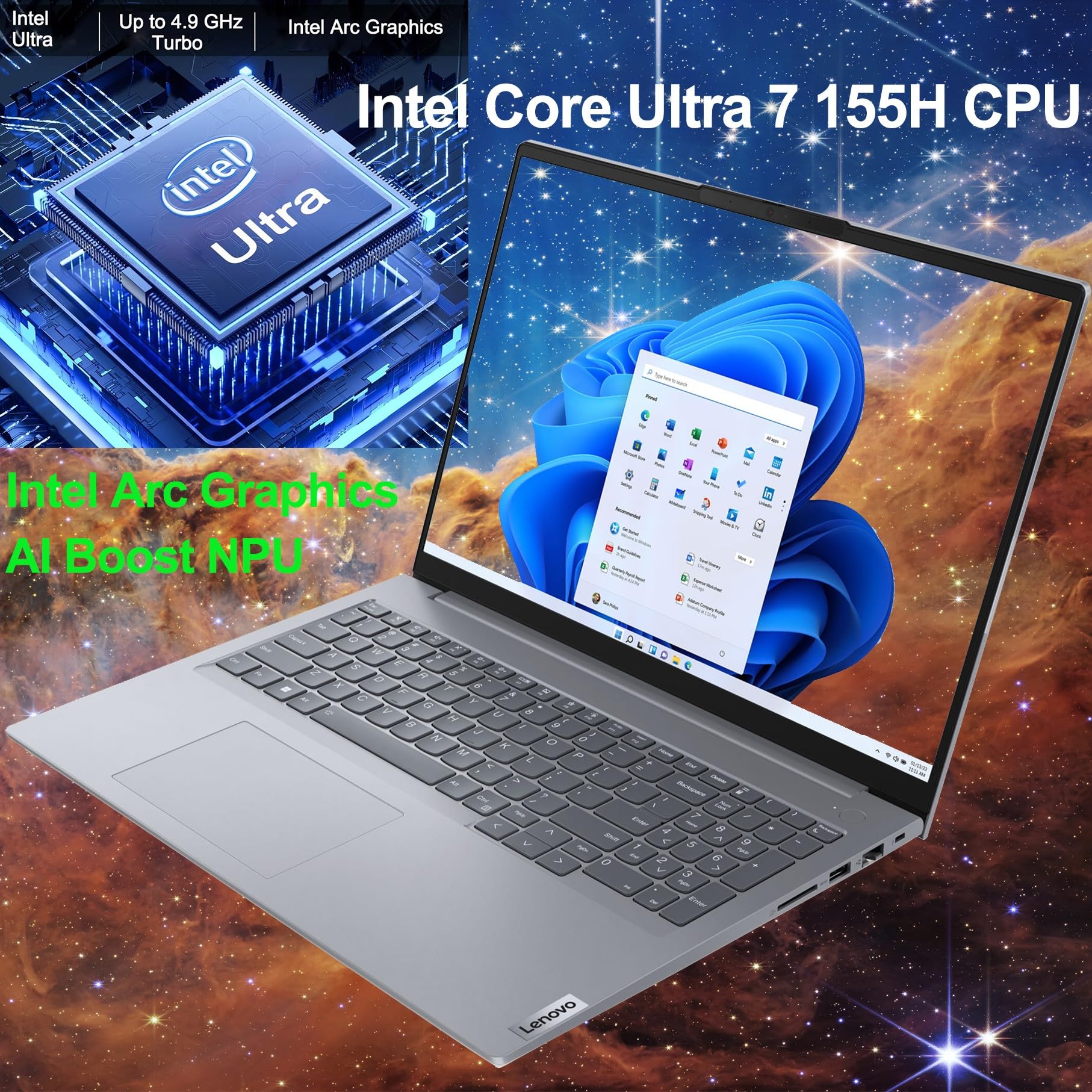 Lenovo Thinkbook 16 Ultra 7 155H Premium Laptop Computer Intel 16 Core 16'' Fhd 64Gb Ddr5 1Tb Ssd Arc Graphics Backlit Keyboard