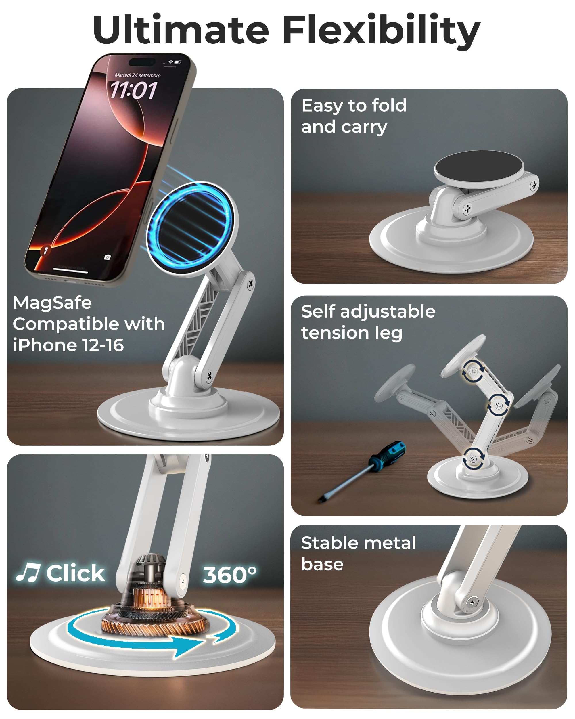 Cooper Mag360 Iphone Stand For Desk, 360 Adjustable Magsafe Phone Stand, Magsafe Phone Holder With Strong Magnetic Mag Safe | Ip
