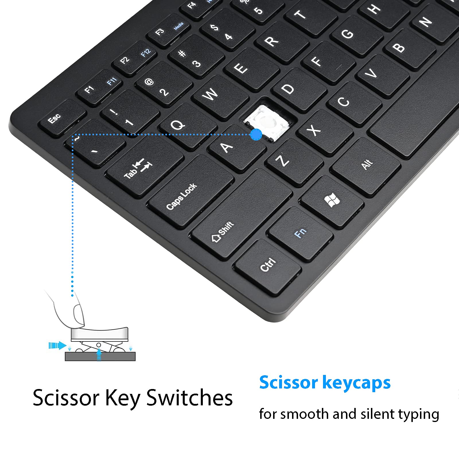 Powboro Upgraded Pc Computer Laptop Mini Usb Wired Keyboard For Mac And Windows 78 Scissor Keys Small Super Thin Compact Multime