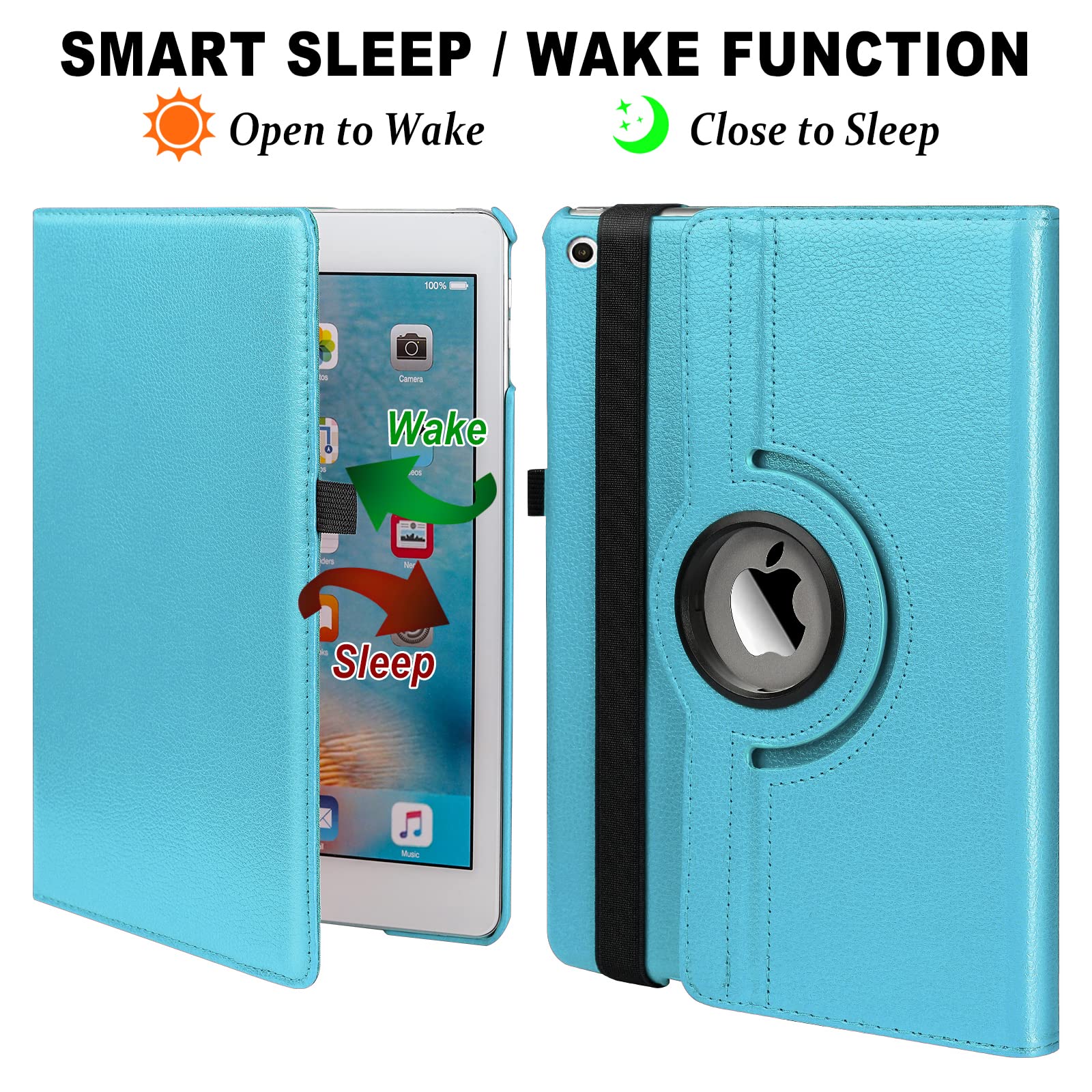 Yqmyxg Ipad Case For 10.2Inch, 360 Degree Rotating Protective Cover With Sleep Function, Compatible With Ipad 9Th/8Th/7Th Genera