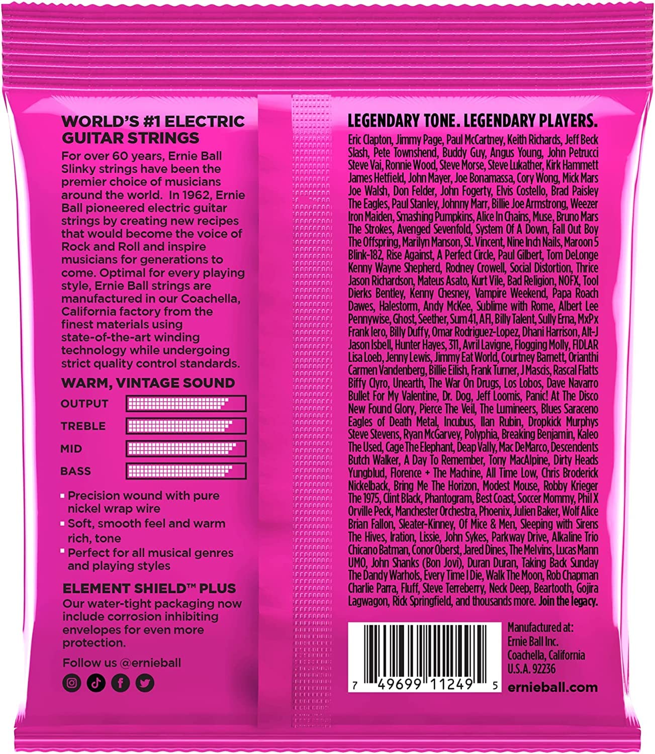 Ernie Ball Regular Slinky Classic Pure Nickel Electric Guitar Strings 3 Pack, 10 46 Gauge (P03251)