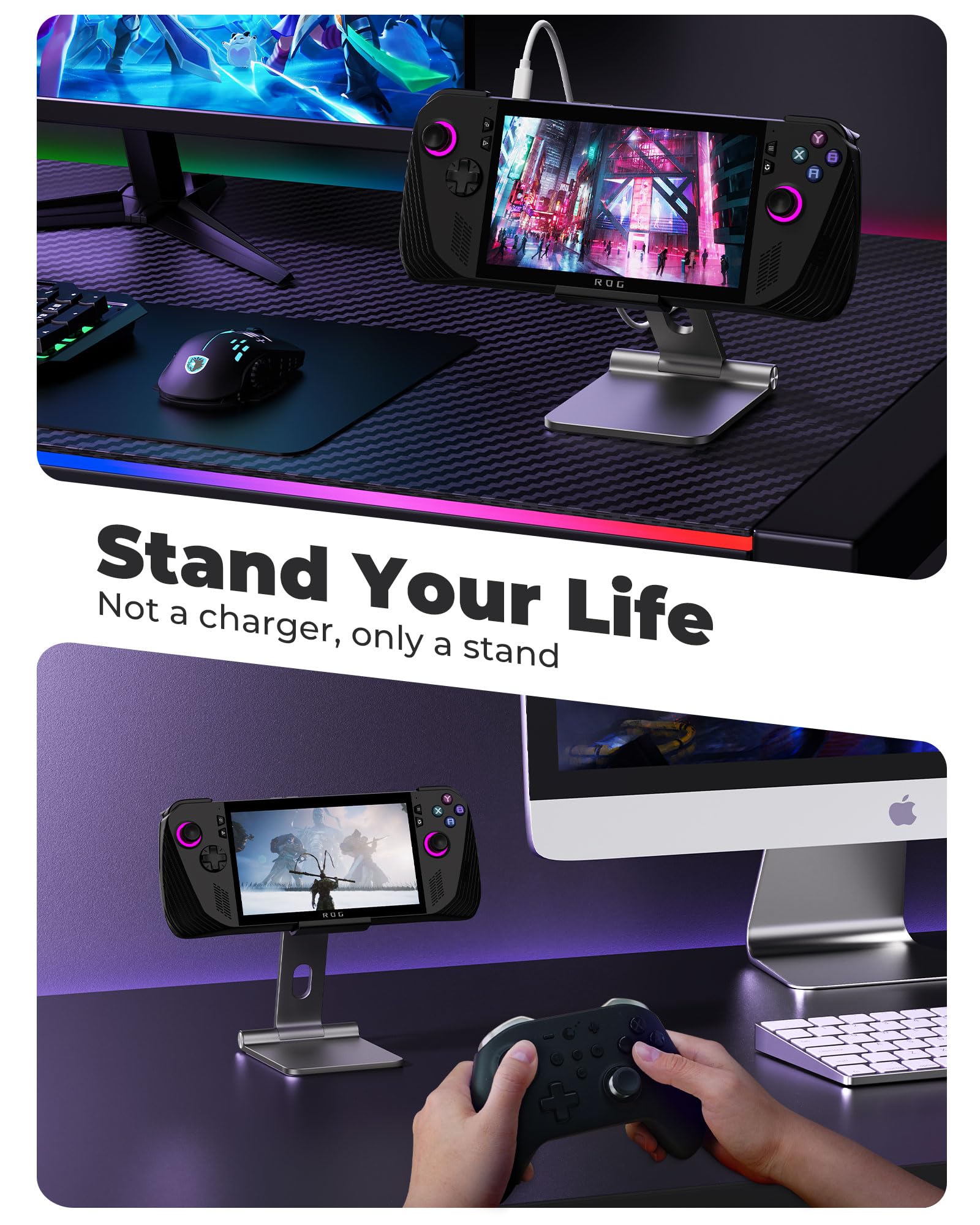 Antank Foldable Magnetic Stand For Rog Ally X, Aluminum Alloy Adjustable Angle Height Iphone Stand For Desk, Portable Desktop Ho