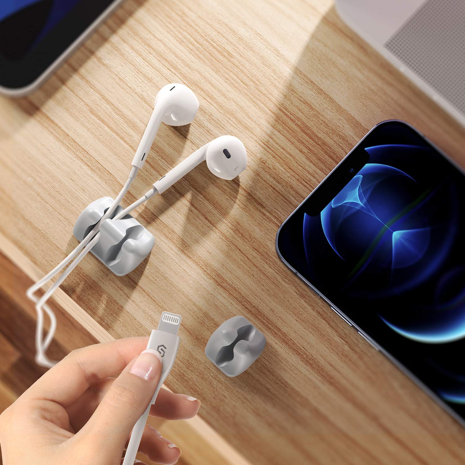 Syncwire Cable Clips, 5 Pack Gray Cord Organizer Cable Management Self Adhesive Cable Holder For Organizing Cable Cords, Ideal F