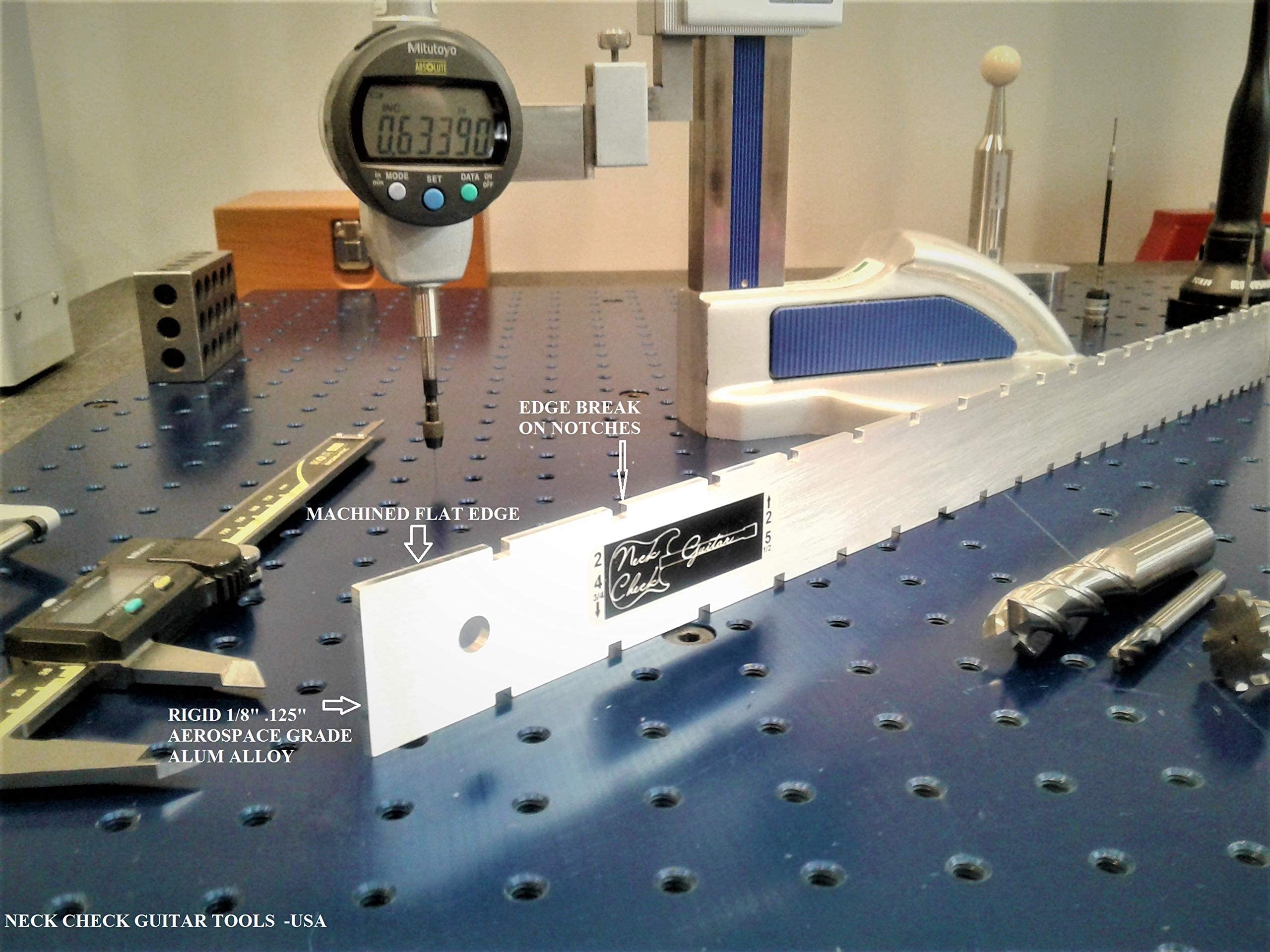 Neck Check Guitar Tools Made In Usa Bass Straight Edge (Notched) Luthiers Tool Neck Check