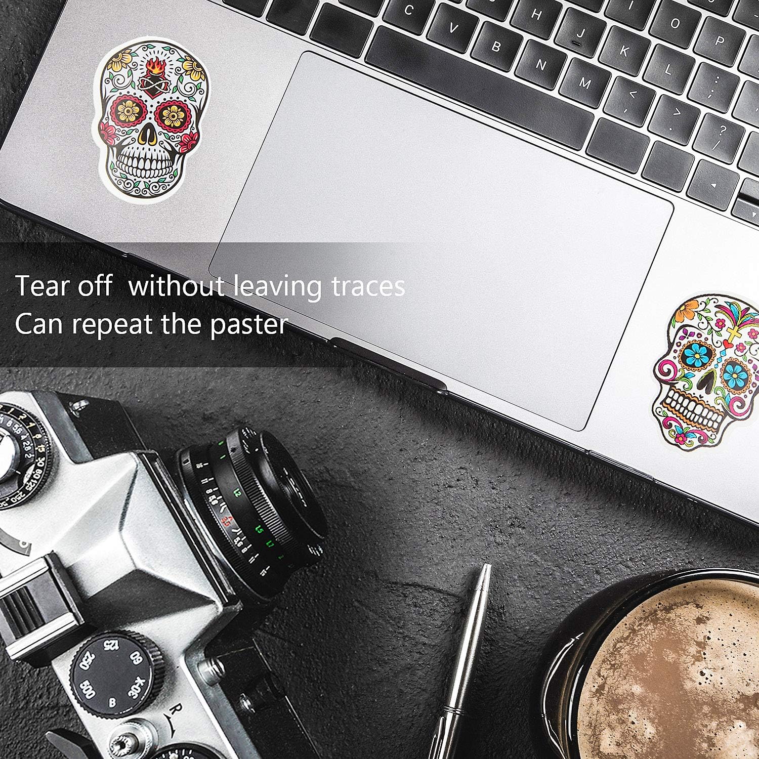 180 Pieces Halloween Sugar Skull Stickers Pack, Laptop Sugar Skull Decals Dia De Los Muertos Mexican Day Of Dead Vinyl Sticker F