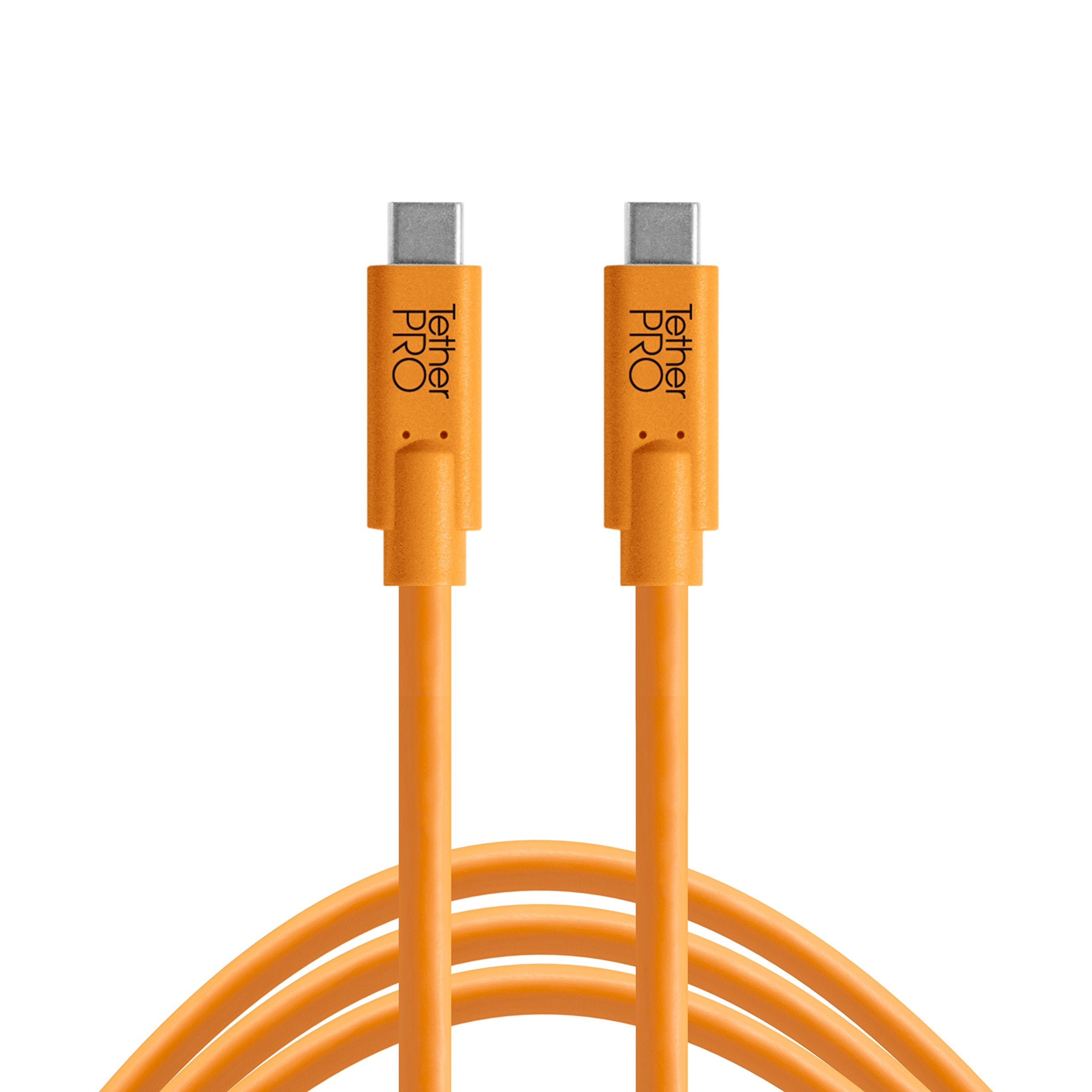 Tether Tools TetherPro USB C to USB C Cable | for Power Delivery, Fast Transfer and Connection Between Camera and Computer | High Visibility Orange | 10 Feet (3 m)