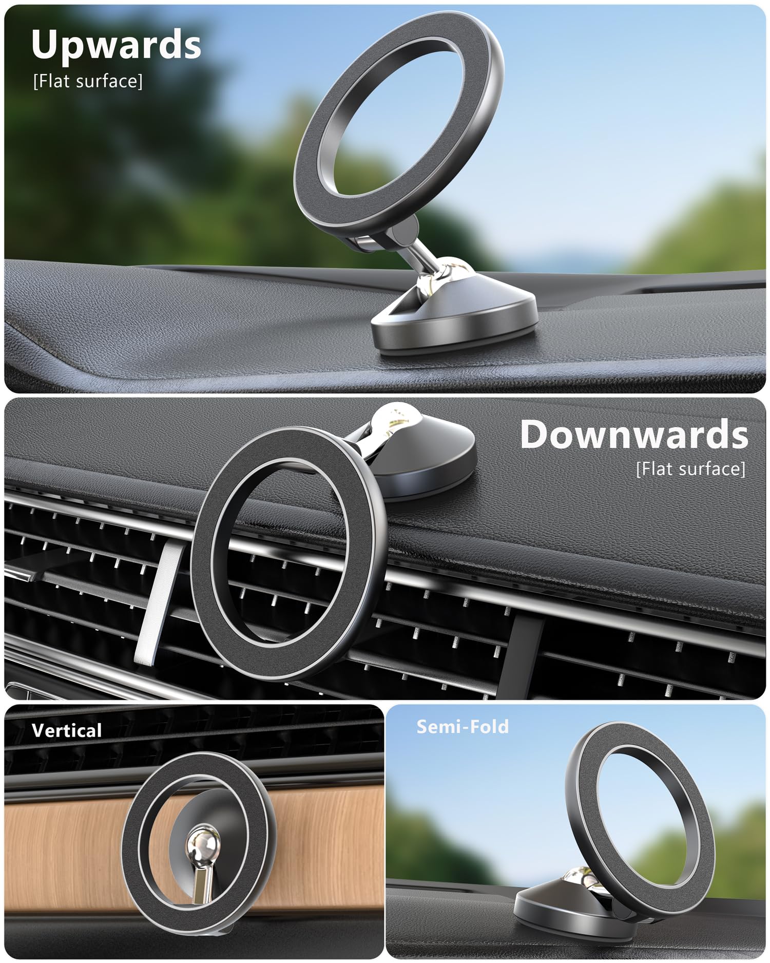 Jczt [All Metal] For Magsafe Car Mount, [Upgrade Strong Adhesive] Magnetic Car Phone Holder For Car Dashboard Sticky, Car Phone