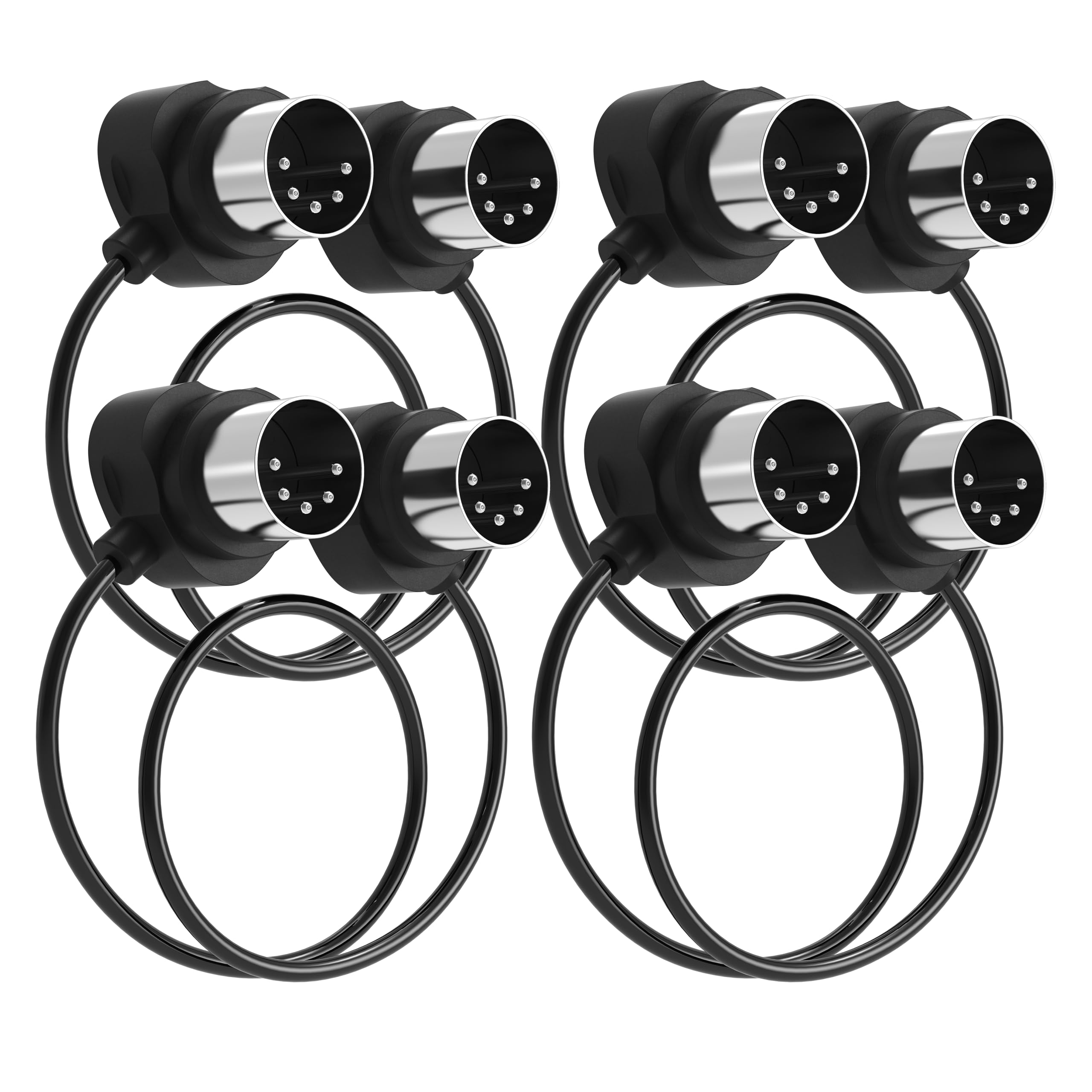 FORE 4-Pack 2-Feet/ 60cm 45-Degree Symmetry Angled MIDI Cable with Ultra-Small Plugs for Tight Space, 5-Pin Din MIDI Cable Compa