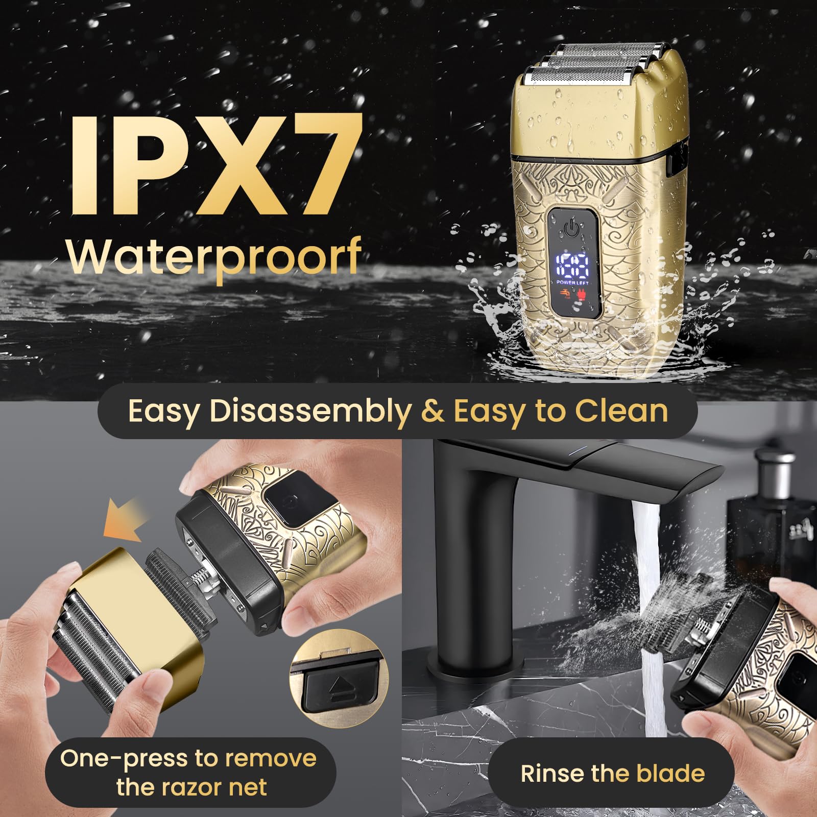 Foil Shavers For Men, Electric Razor With Triple Blades, Led Display, Cordless Rechargeable Shavers For Men, Men'S Foil Shaver F