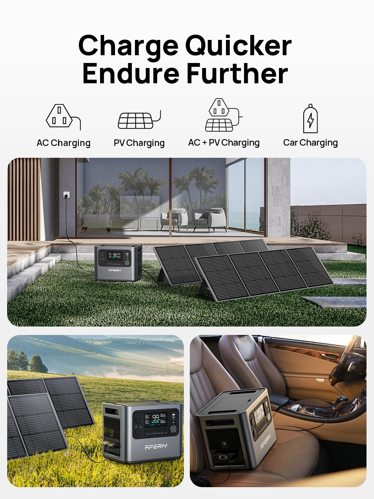 Aferiy Solar Generator P210 With 200W Solar Panel 2400W Portable Power Station 2048Wh | Ac Output With 120V,2400W,Solar Generato