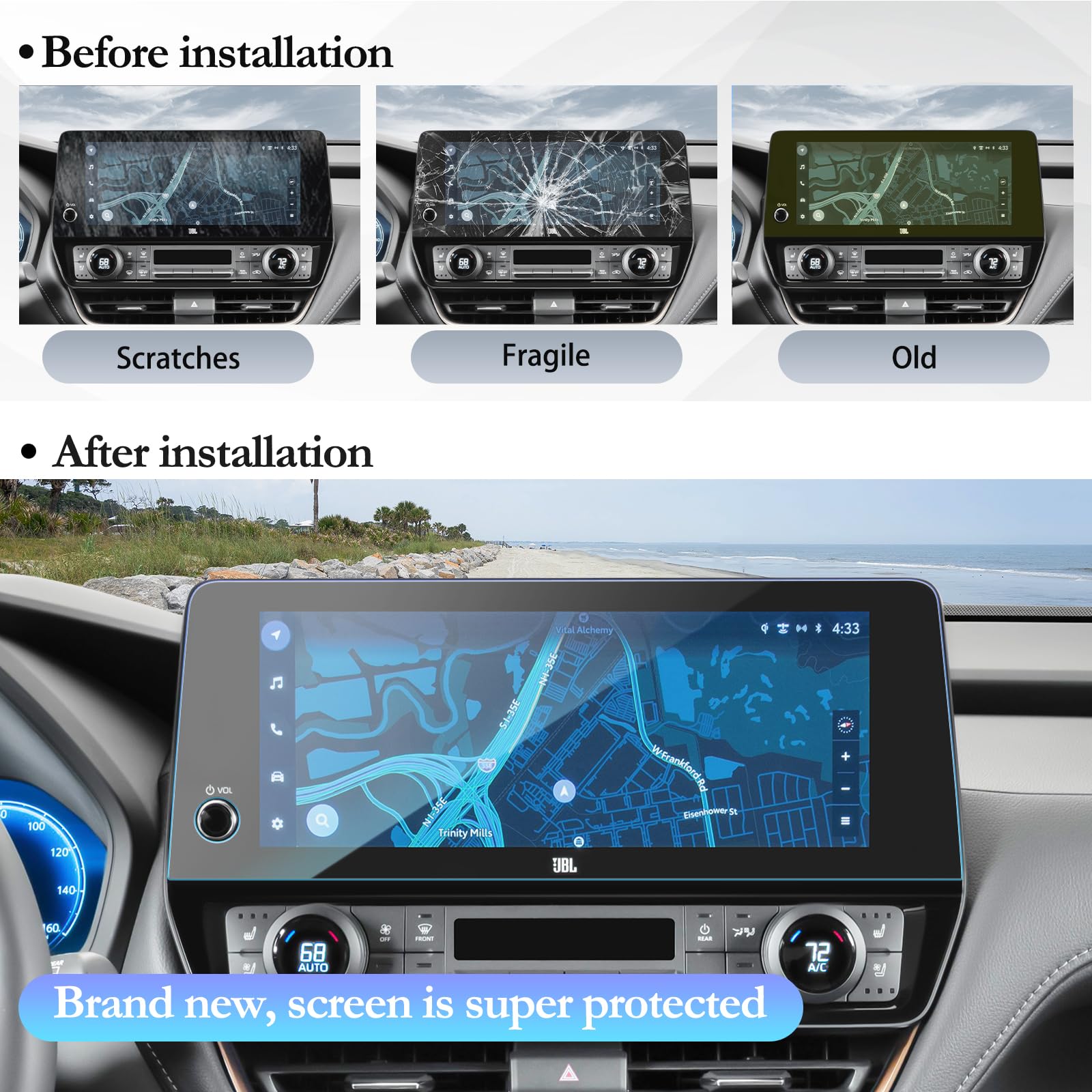 Sktu For 2024 Toyota Grand Highlander Screen Protector 12.3 Inch For 2024 Toyota Grand Highlander / 2024 Toyota Grand Highlander Hybrid Navigation Display Screen Toyota Grand Highlander 2024