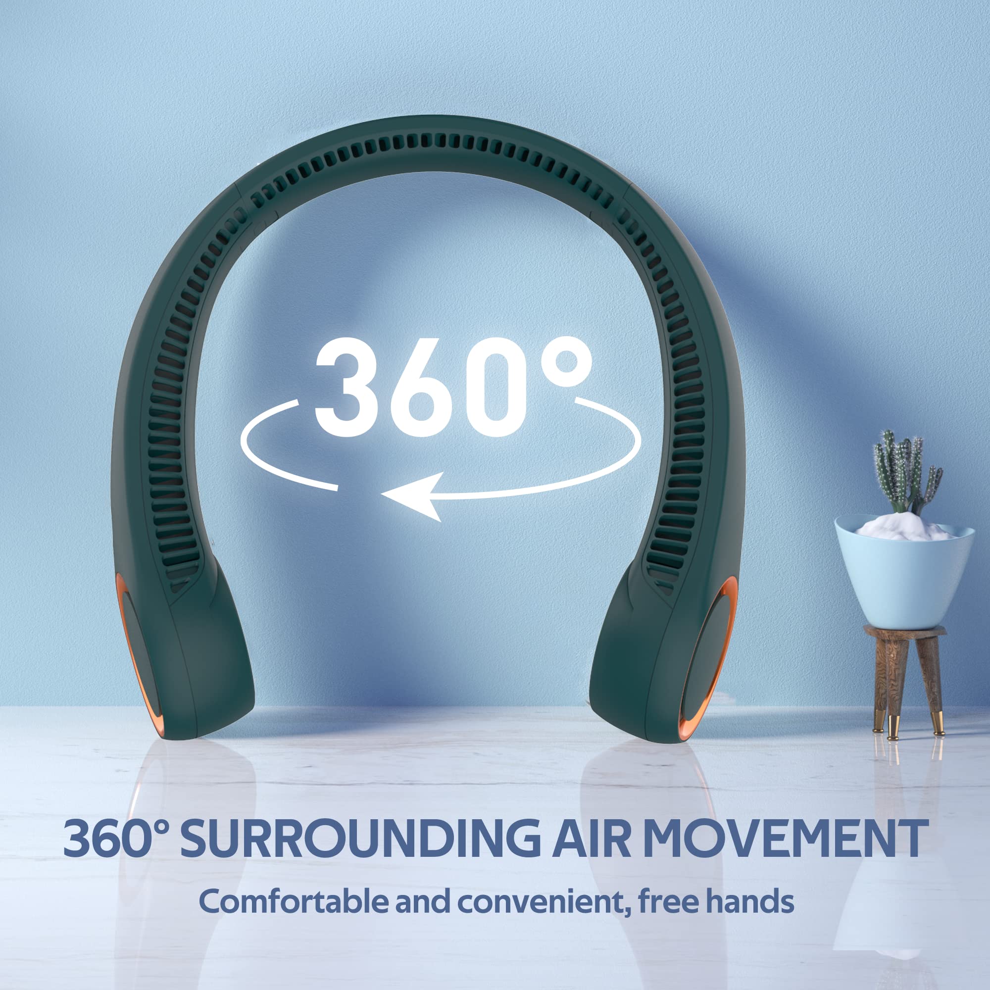 Portable Neck Fan, Hands Free Bladeless Fan, 360 Cooling Personal Fan,Wearable Quiet Fan For Outdoor Indoor, Gifts For Men Women